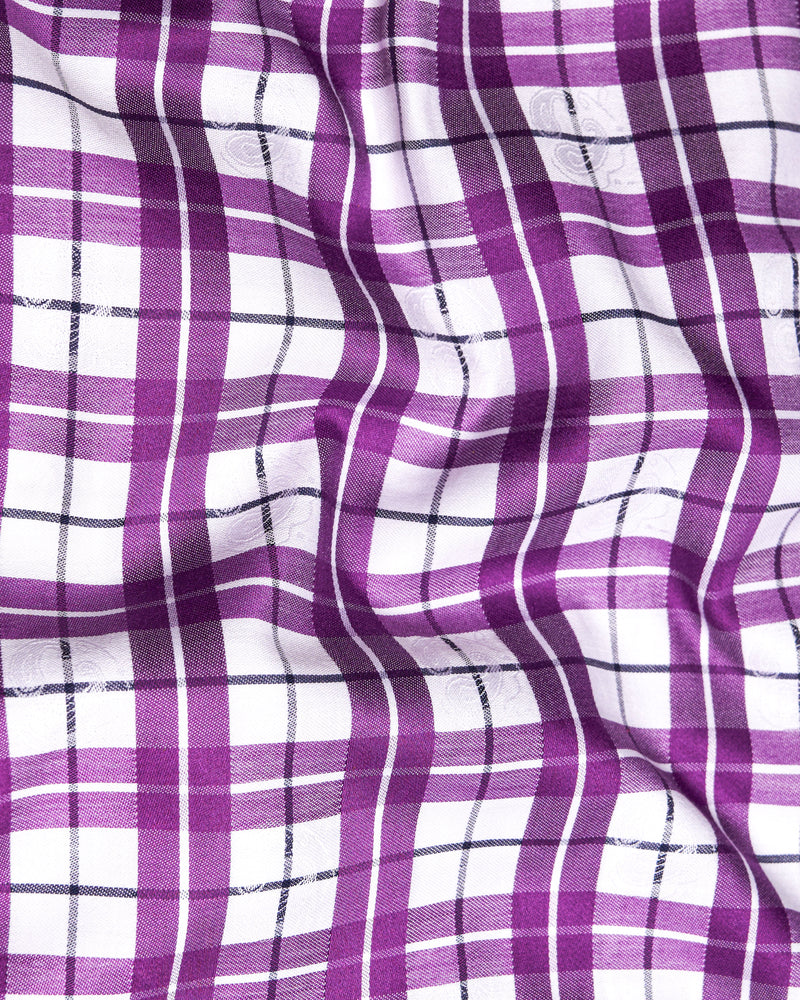 Bright White with Byzantium Purple Checkered Jacquard Textured Premium Giza Cotton Shirt 9602-CA-38,9602-CA-H-38,9602-CA-39,9602-CA-H-39,9602-CA-40,9602-CA-H-40,9602-CA-42,9602-CA-H-42,9602-CA-44,9602-CA-H-44,9602-CA-46,9602-CA-H-46,9602-CA-48,9602-CA-H-48,9602-CA-50,9602-CA-H-50,9602-CA-52,9602-CA-H-52