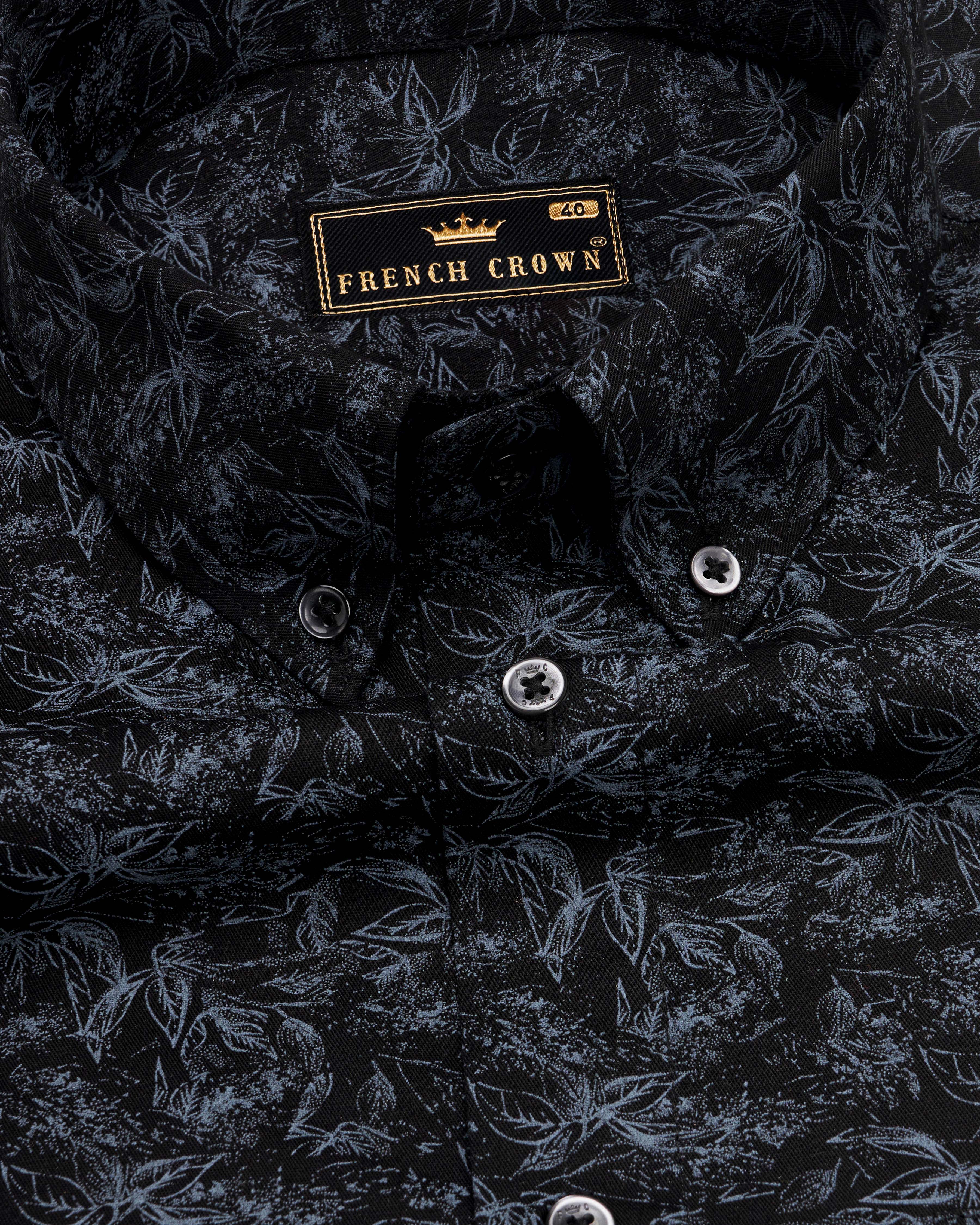 Jade Black and Comet Gray Leaves Printed Twill Premium Cotton Shirt 9622-BD-BLK-38,9622-BD-BLK-H-38,9622-BD-BLK-39,9622-BD-BLK-H-39,9622-BD-BLK-40,9622-BD-BLK-H-40,9622-BD-BLK-42,9622-BD-BLK-H-42,9622-BD-BLK-44,9622-BD-BLK-H-44,9622-BD-BLK-46,9622-BD-BLK-H-46,9622-BD-BLK-48,9622-BD-BLK-H-48,9622-BD-BLK-50,9622-BD-BLK-H-50,9622-BD-BLK-52,9622-BD-BLK-H-52