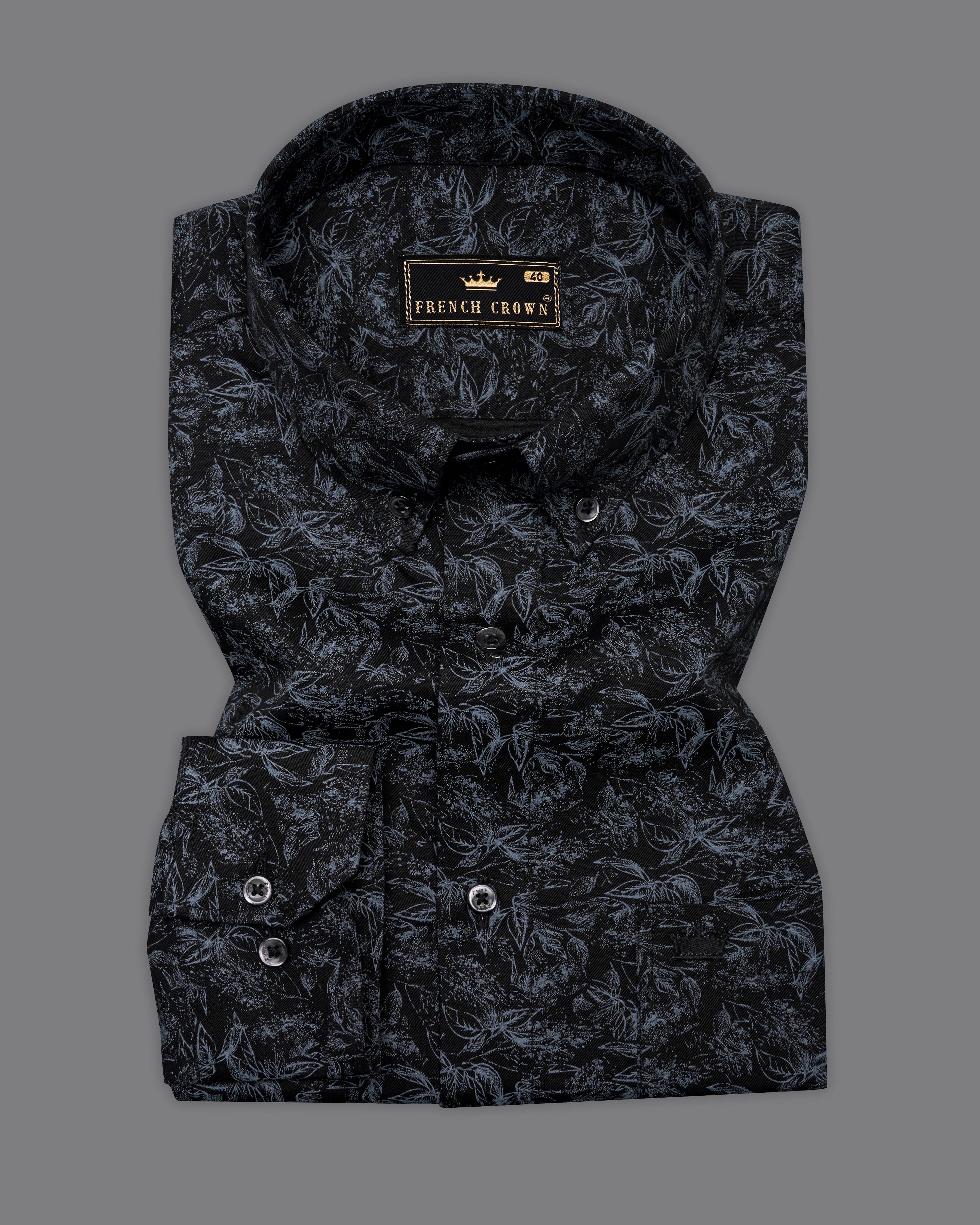 Jade Black and Comet Gray Leaves Printed Twill Premium Cotton Shirt 9622-BD-BLK-38,9622-BD-BLK-H-38,9622-BD-BLK-39,9622-BD-BLK-H-39,9622-BD-BLK-40,9622-BD-BLK-H-40,9622-BD-BLK-42,9622-BD-BLK-H-42,9622-BD-BLK-44,9622-BD-BLK-H-44,9622-BD-BLK-46,9622-BD-BLK-H-46,9622-BD-BLK-48,9622-BD-BLK-H-48,9622-BD-BLK-50,9622-BD-BLK-H-50,9622-BD-BLK-52,9622-BD-BLK-H-52
