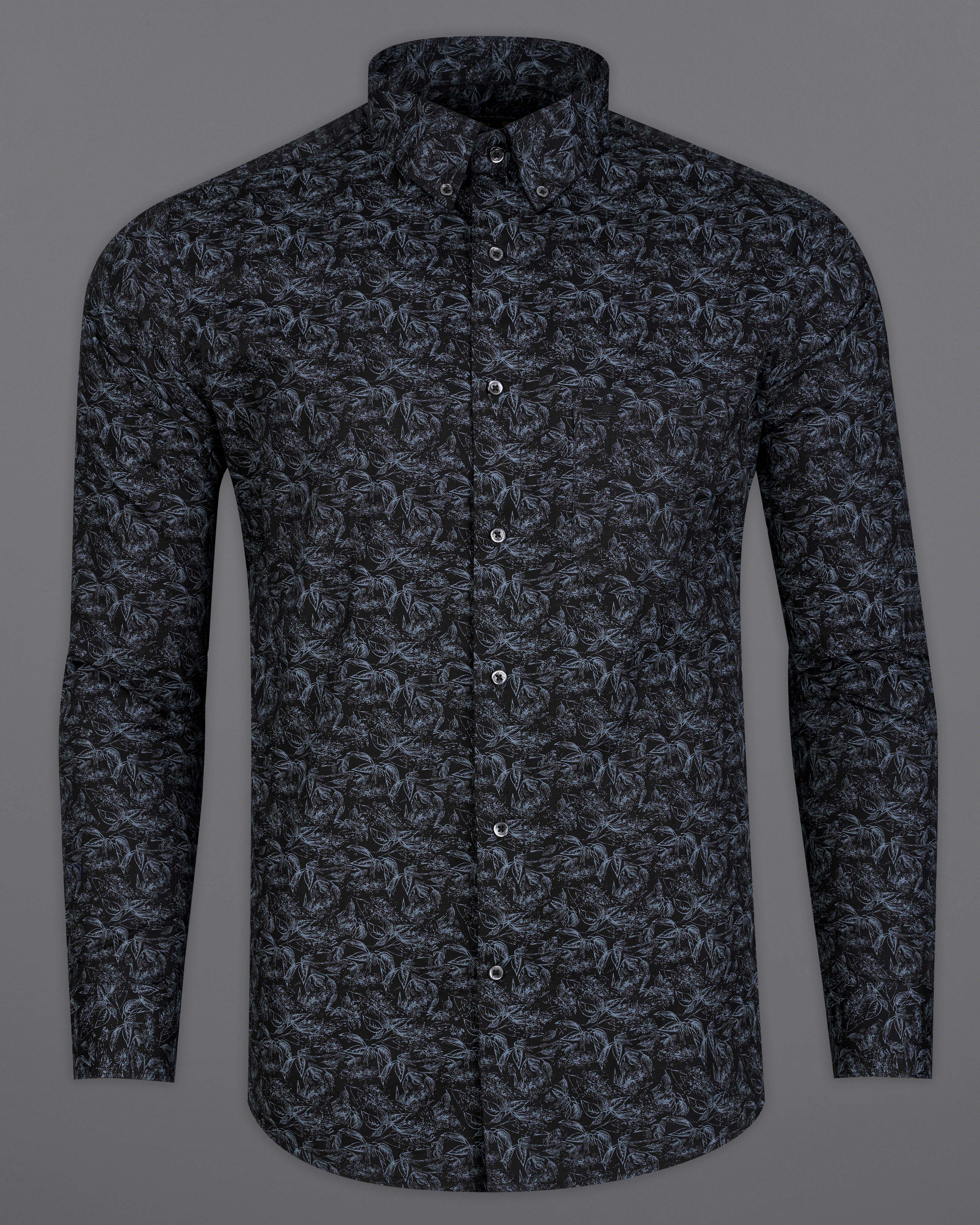 Jade Black and Comet Gray Leaves Printed Twill Premium Cotton Shirt 9622-BD-BLK-38,9622-BD-BLK-H-38,9622-BD-BLK-39,9622-BD-BLK-H-39,9622-BD-BLK-40,9622-BD-BLK-H-40,9622-BD-BLK-42,9622-BD-BLK-H-42,9622-BD-BLK-44,9622-BD-BLK-H-44,9622-BD-BLK-46,9622-BD-BLK-H-46,9622-BD-BLK-48,9622-BD-BLK-H-48,9622-BD-BLK-50,9622-BD-BLK-H-50,9622-BD-BLK-52,9622-BD-BLK-H-52