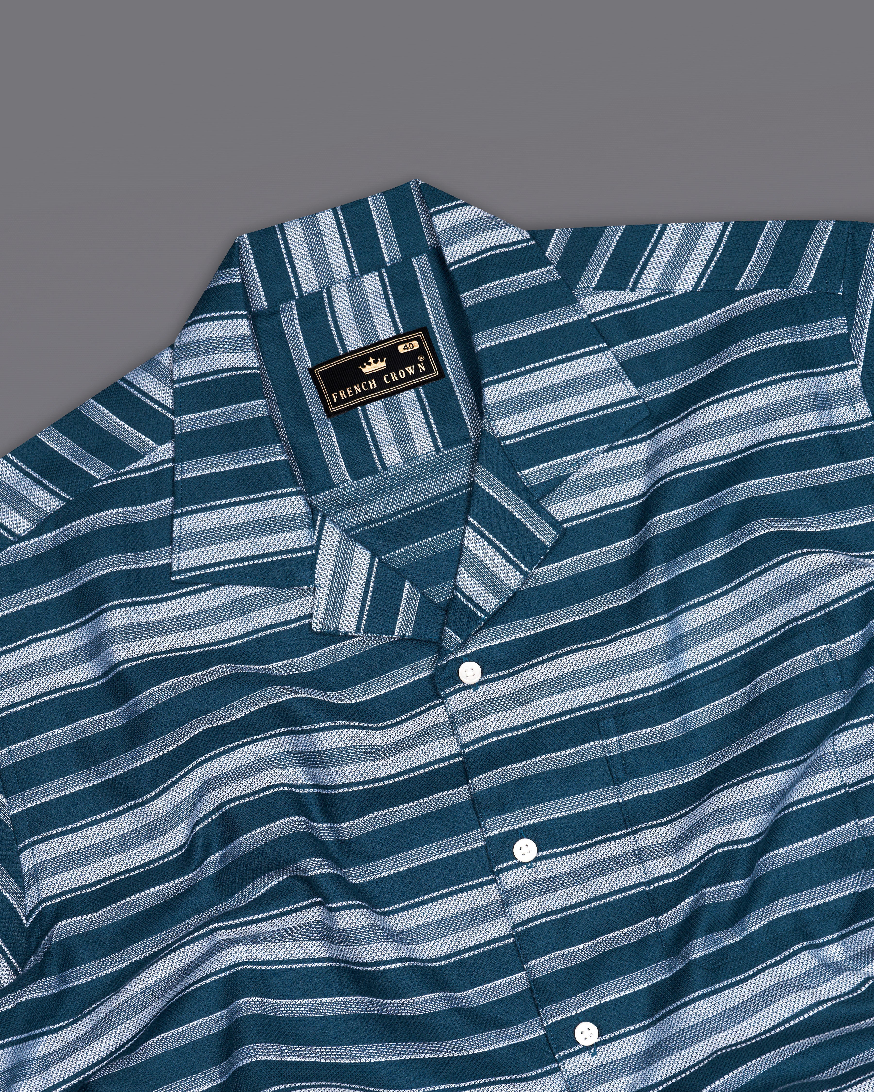 Zodiac Blue Multicolour Striped Dobby Textured Half-Sleeved Shirt 9668-CC-SS-38, 9668-CC-SS-39, 9668-CC-SS-40, 9668-CC-SS-42, 9668-CC-SS-44, 9668-CC-SS-46, 9668-CC-SS-48, 9668-CC-SS-50, 9668-CC-SS-52