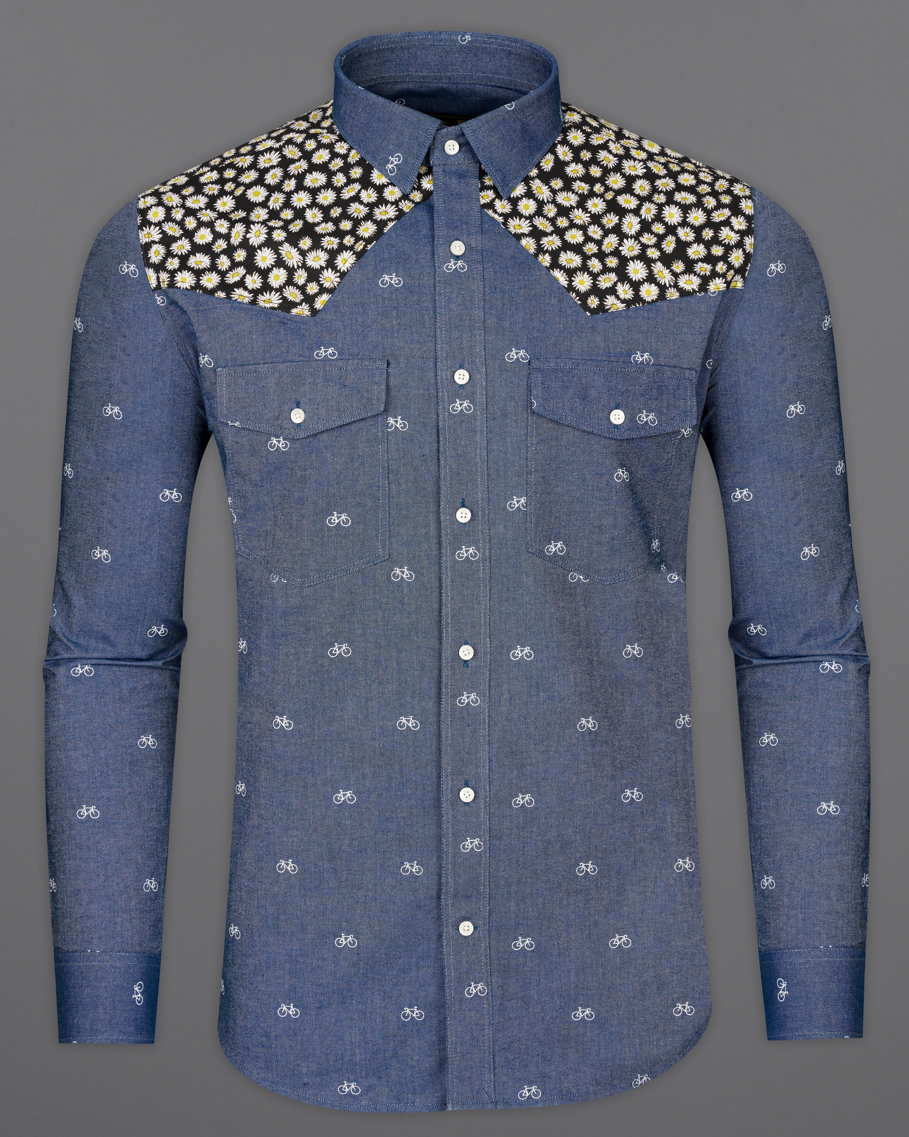 Twilight Blue with Bicycle and Ditsy Textured Royal Oxford Designer Shirt 9706-FP-P366-38, 9706-FP-P366-H-38, 9706-FP-P366-39, 9706-FP-P366-H-39, 9706-FP-P366-40, 9706-FP-P366-H-40, 9706-FP-P366-42, 9706-FP-P366-H-42, 9706-FP-P366-44, 9706-FP-P366-H-44, 9706-FP-P366-46, 9706-FP-P366-H-46, 9706-FP-P366-48, 9706-FP-P366-H-48, 9706-FP-P366-50, 9706-FP-P366-H-50, 9706-FP-P366-52, 9706-FP-P366-H-52