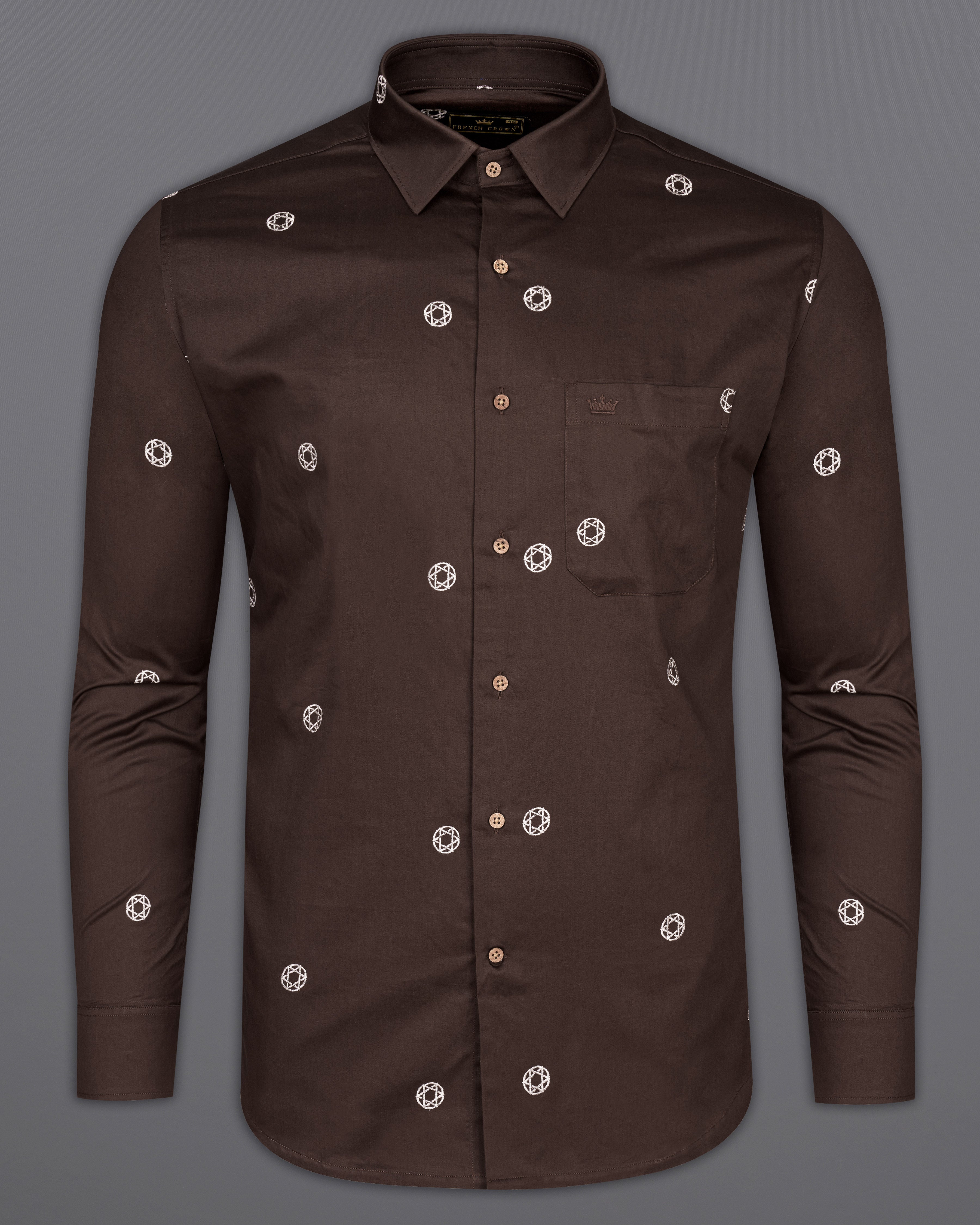 Woody Brown Embroidered Super Soft Premium Cotton Shirt 9711-CB-38, 9711-CB-H-38, 9711-CB-39, 9711-CB-H-39, 9711-CB-40, 9711-CB-H-40, 9711-CB-42, 9711-CB-H-42, 9711-CB-44, 9711-CB-H-44, 9711-CB-46, 9711-CB-H-46, 9711-CB-48, 9711-CB-H-48, 9711-CB-50, 9711-CB-H-50, 9711-CB-52, 9711-CB-H-52