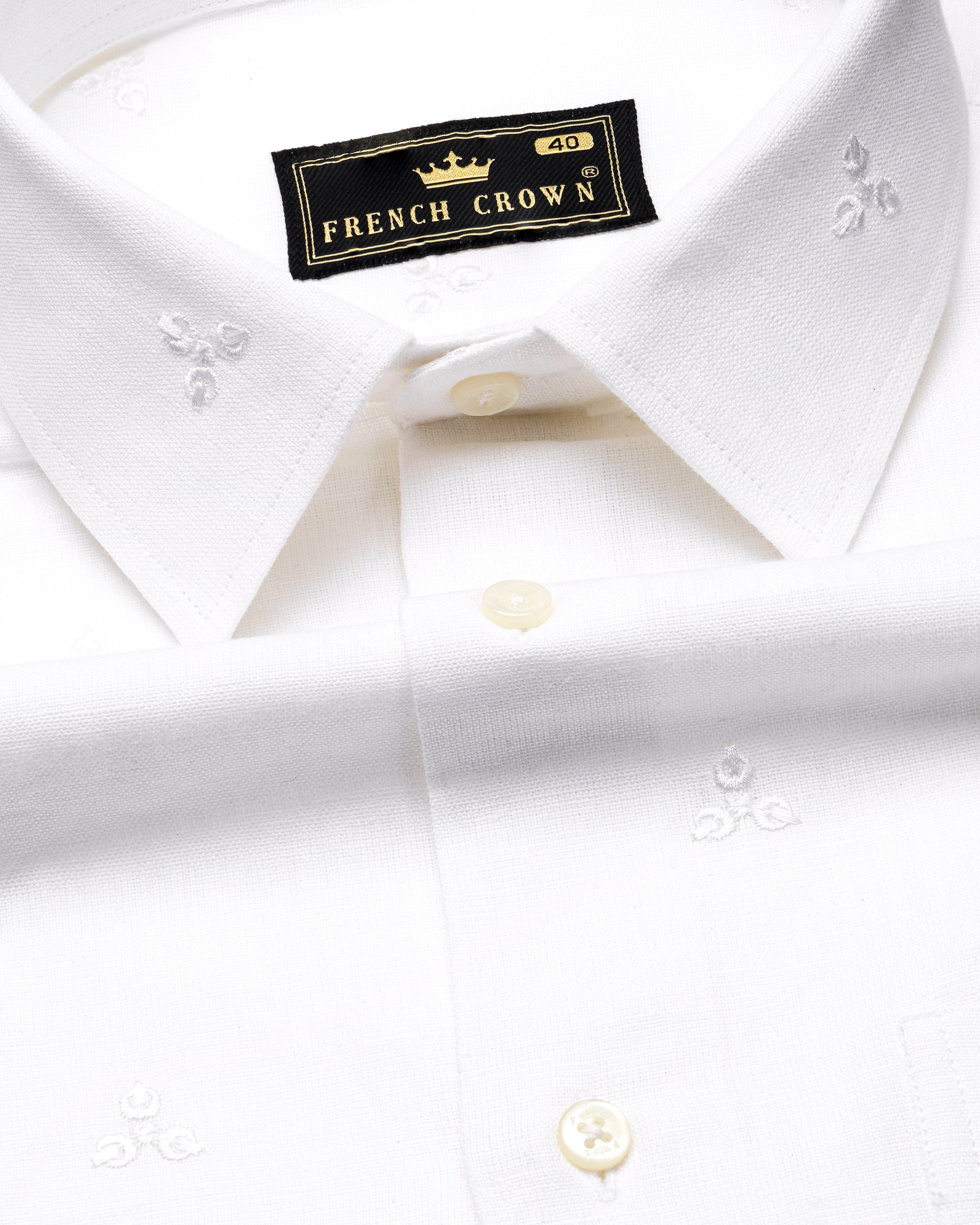 Bright White Embroidered Luxurious Linen Shirt 9721-38, 9721-H-38, 9721-39, 9721-H-39, 9721-40, 9721-H-40, 9721-42, 9721-H-42, 9721-44, 9721-H-44, 9721-46, 9721-H-46, 9721-48, 9721-H-48, 9721-50, 9721-H-50, 9721-52, 9721-H-52