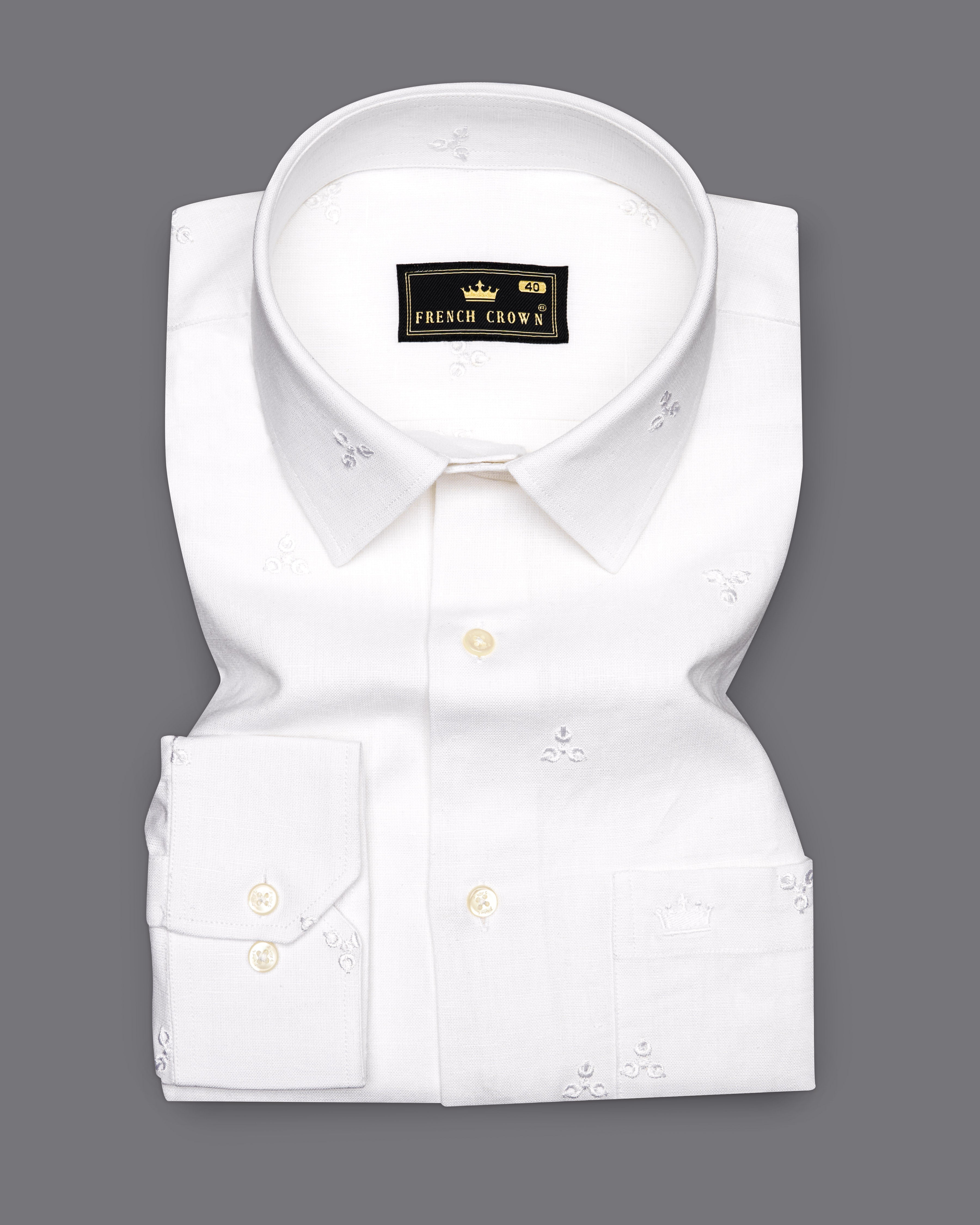 Bright White Embroidered Luxurious Linen Shirt 9721-38, 9721-H-38, 9721-39, 9721-H-39, 9721-40, 9721-H-40, 9721-42, 9721-H-42, 9721-44, 9721-H-44, 9721-46, 9721-H-46, 9721-48, 9721-H-48, 9721-50, 9721-H-50, 9721-52, 9721-H-52