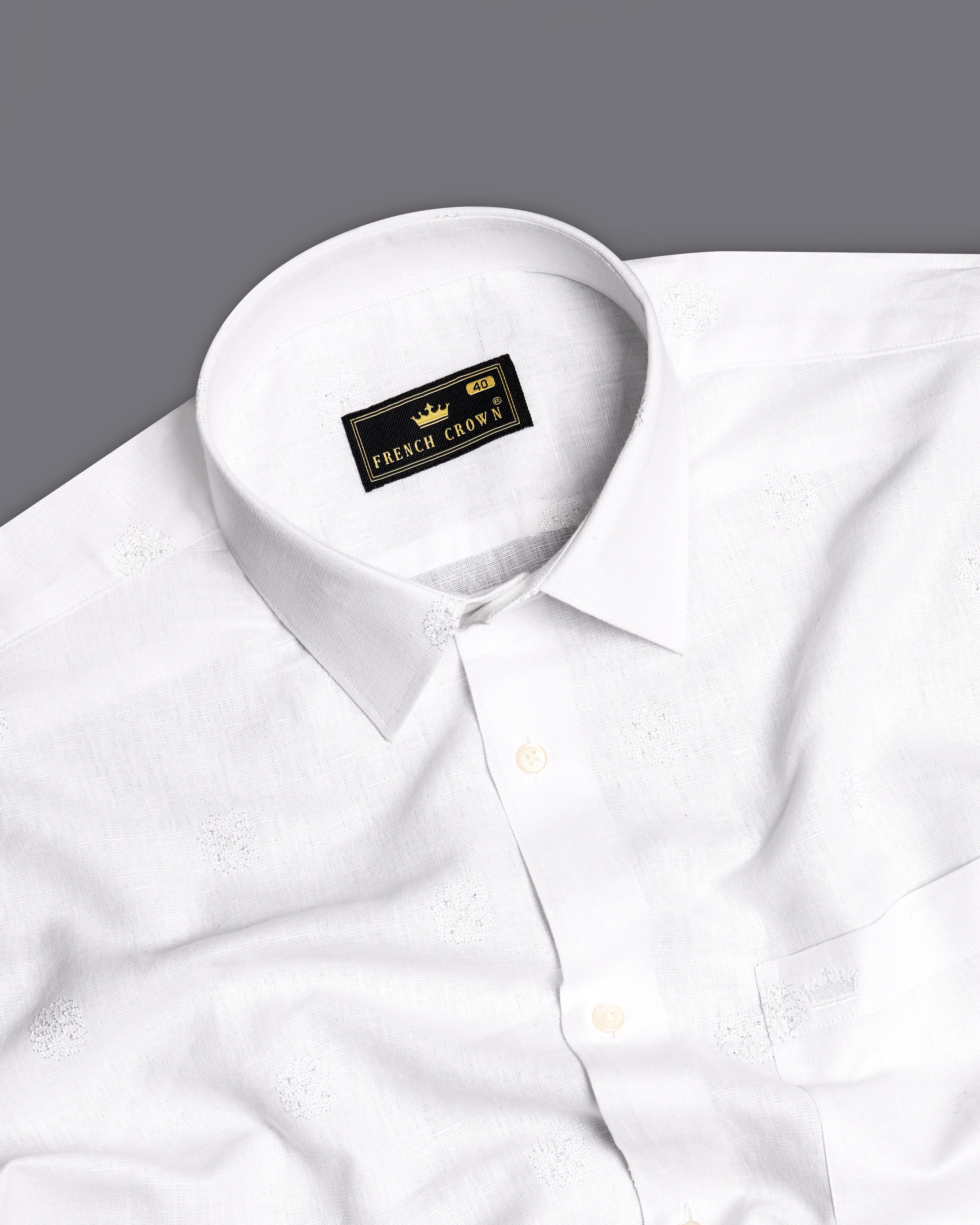 Bright White Embroidered Luxurious Linen Shirt 9726-38, 9726-H-38, 9726-39, 9726-H-39, 9726-40, 9726-H-40, 9726-42, 9726-H-42, 9726-44, 9726-H-44, 9726-46, 9726-H-46, 9726-48, 9726-H-48, 9726-50, 9726-H-50, 9726-52, 9726-H-52
