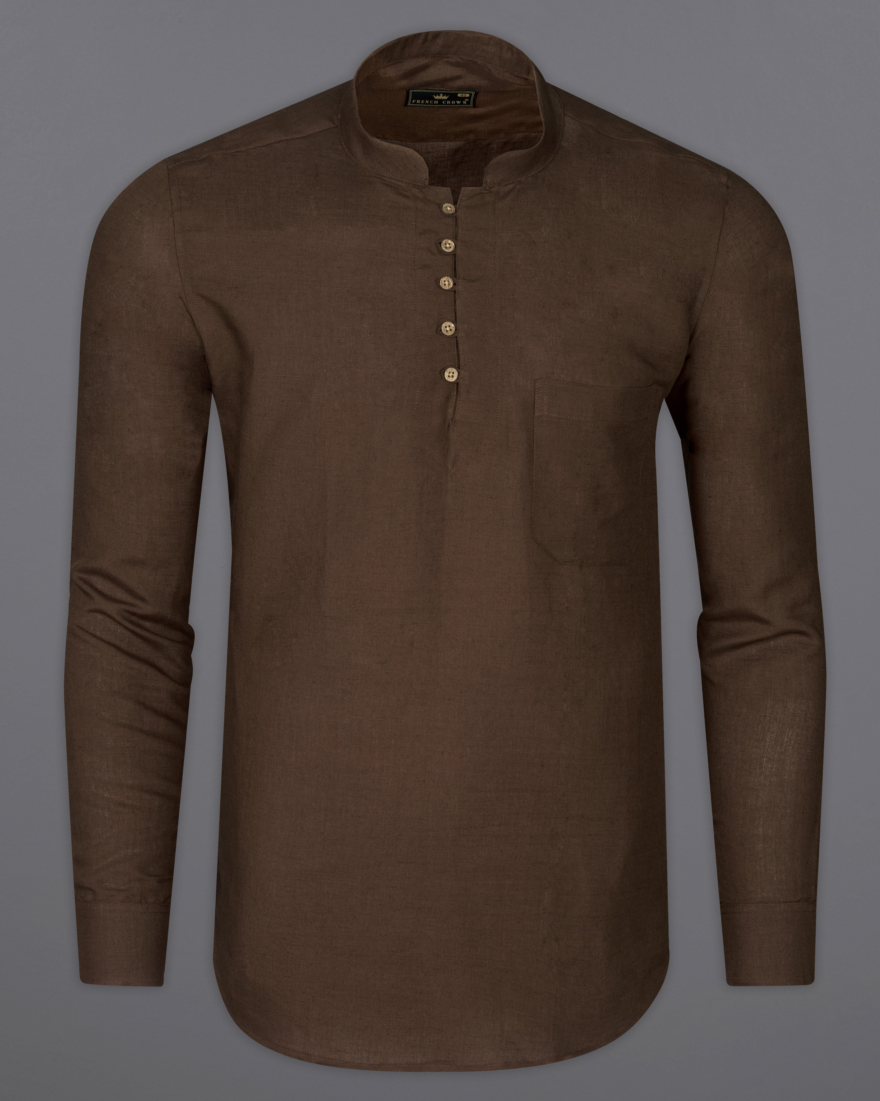 Bistre Brown Luxurious Linen Kurta Shirt 9755-KS-38, 9755-KS-H-38, 9755-KS-39, 9755-KS-H-39, 9755-KS-40, 9755-KS-H-40, 9755-KS-42, 9755-KS-H-42, 9755-KS-44, 9755-KS-H-44, 9755-KS-46, 9755-KS-H-46, 9755-KS-48, 9755-KS-H-48, 9755-KS-50, 9755-KS-H-50, 9755-KS-52, 9755-KS-H-52