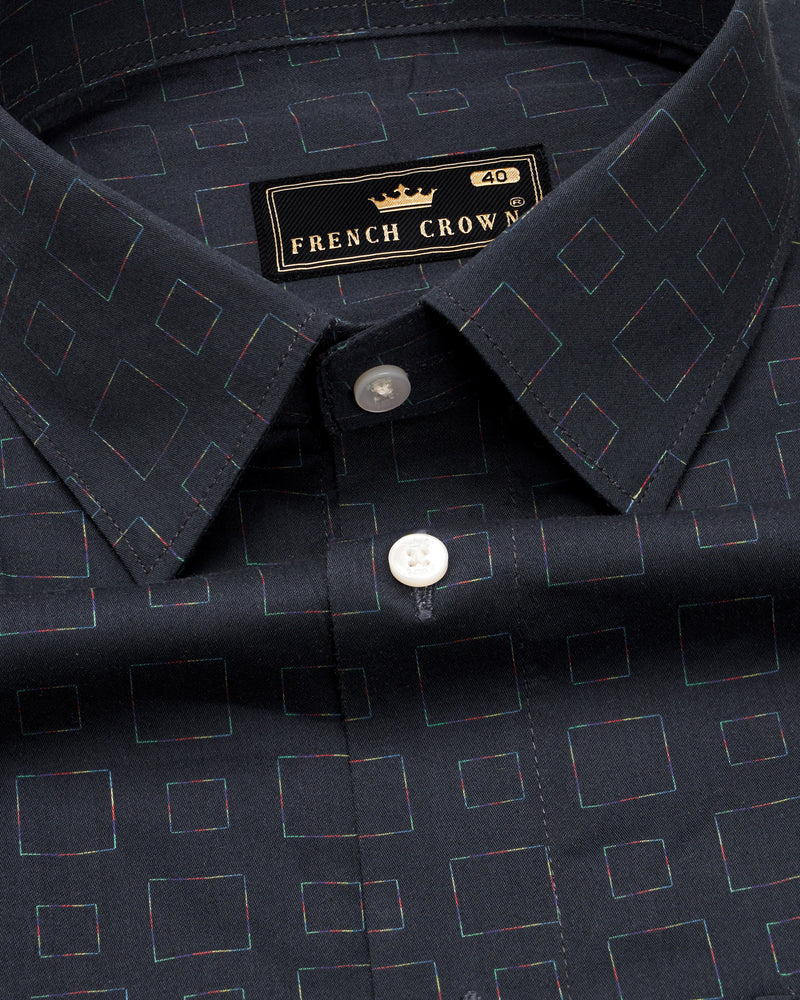 Shark Navy Blue Square Printed Super Soft Premium Cotton Designer Shirt 9758-P369-38, 9758-P369-H-38, 9758-P369-39, 9758-P369-H-39, 9758-P369-40, 9758-P369-H-40, 9758-P369-42, 9758-P369-H-42, 9758-P369-44, 9758-P369-H-44, 9758-P369-46, 9758-P369-H-46, 9758-P369-48, 9758-P369-H-48, 9758-P369-50, 9758-P369-H-50, 9758-P369-52, 9758-P369-H-52
