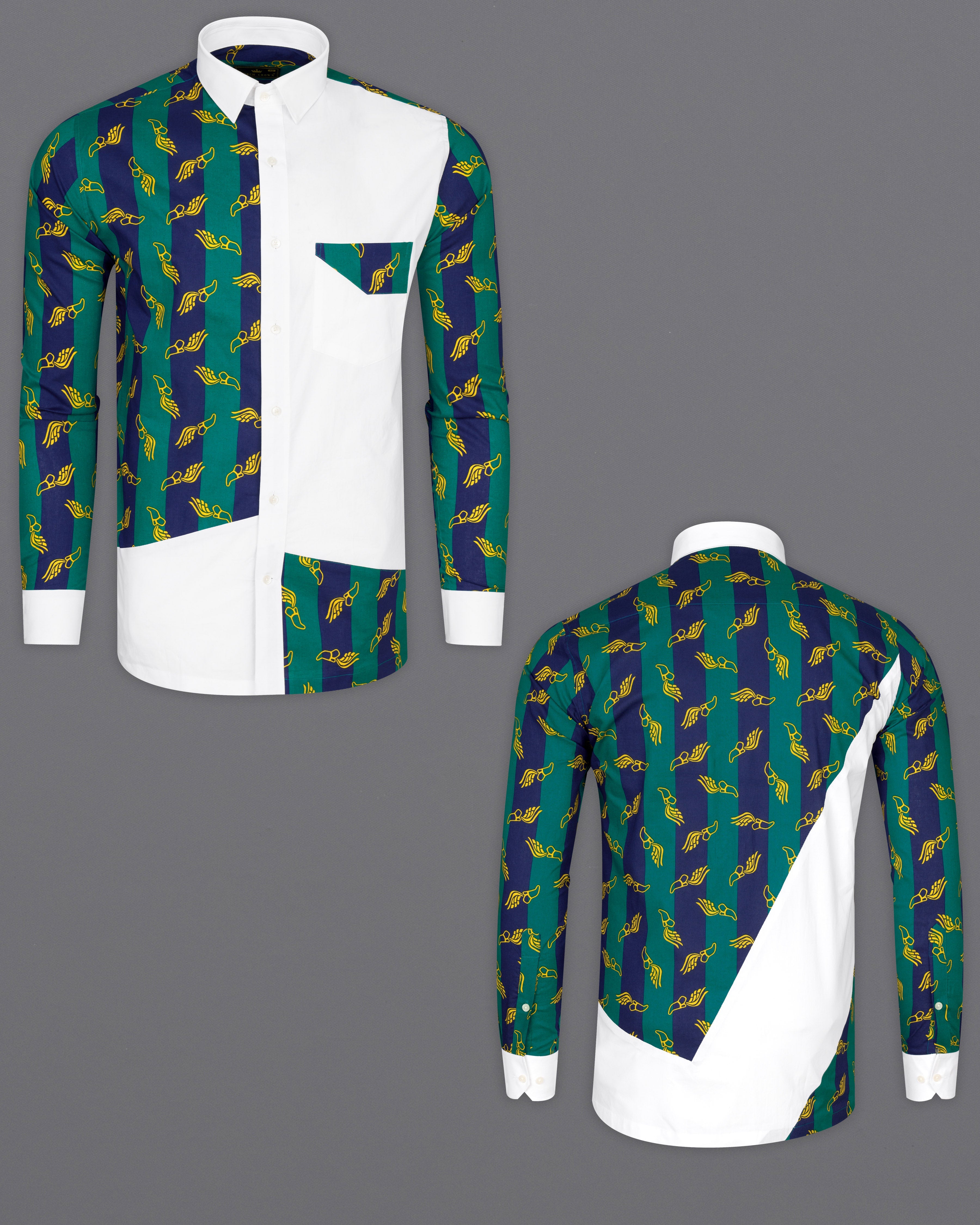 Bright White with Deep Teal Green and Cloud Burst Blue Printed Premium Cotton Designer Shirt 9767-P364-38, 9767-P364-H-38, 9767-P364-39, 9767-P364-H-39, 9767-P364-40, 9767-P364-H-40, 9767-P364-42, 9767-P364-H-42, 9767-P364-44, 9767-P364-H-44, 9767-P364-46, 9767-P364-H-46, 9767-P364-48, 9767-P364-H-48, 9767-P364-50, 9767-P364-H-50, 9767-P364-52, 9767-P364-H-52