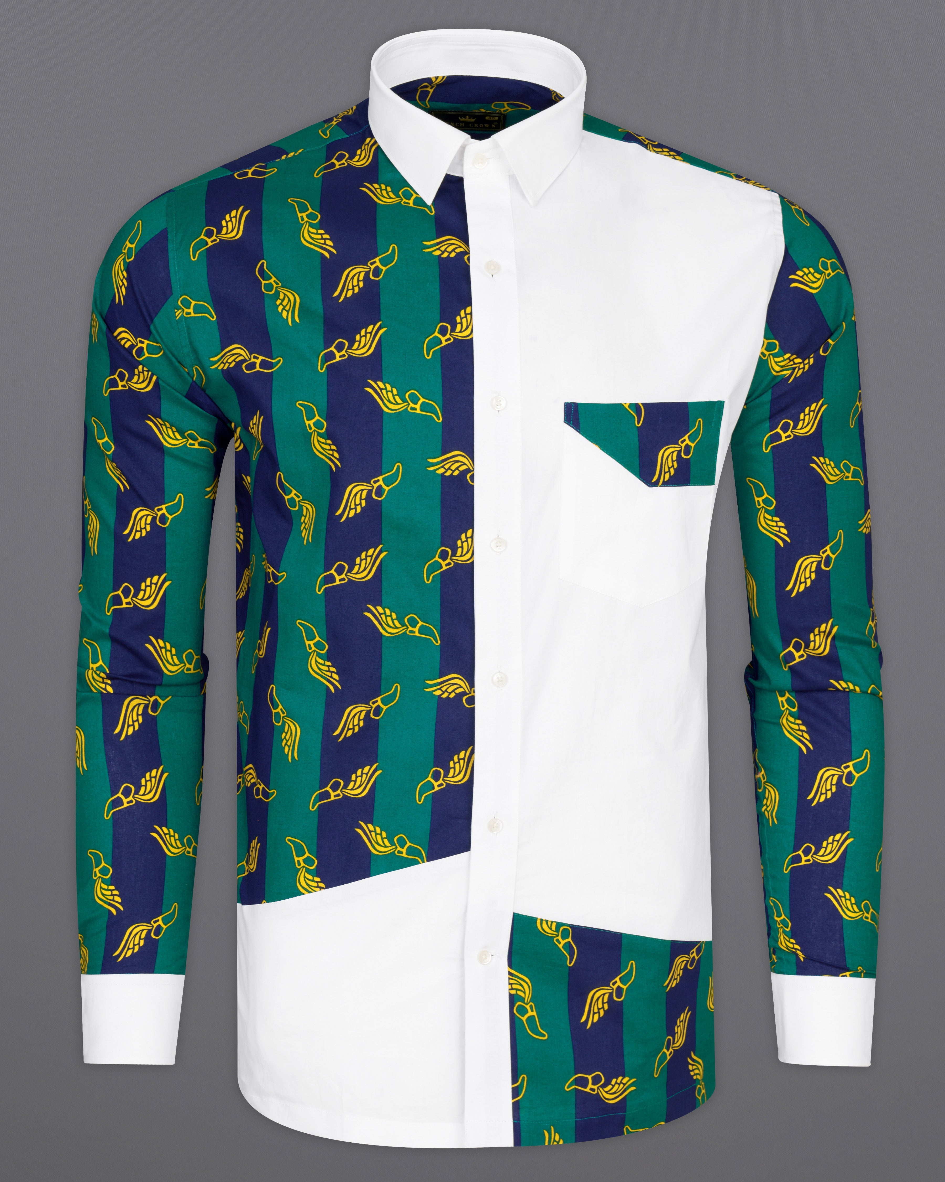 Bright White with Deep Teal Green and Cloud Burst Blue Printed Premium Cotton Designer Shirt 9767-P364-38, 9767-P364-H-38, 9767-P364-39, 9767-P364-H-39, 9767-P364-40, 9767-P364-H-40, 9767-P364-42, 9767-P364-H-42, 9767-P364-44, 9767-P364-H-44, 9767-P364-46, 9767-P364-H-46, 9767-P364-48, 9767-P364-H-48, 9767-P364-50, 9767-P364-H-50, 9767-P364-52, 9767-P364-H-52