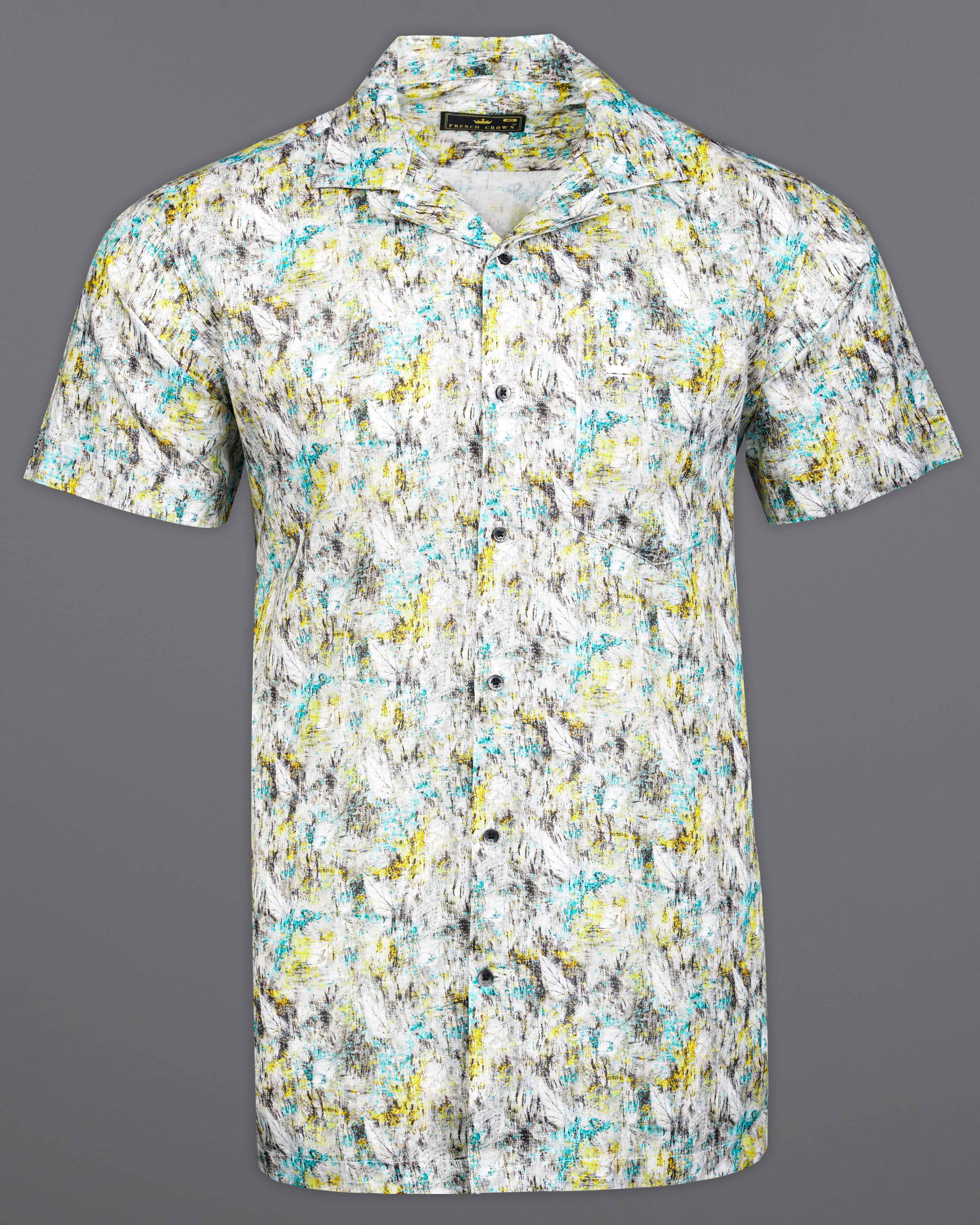 Eagle Gray and White Multicolour Printed Luxurious Linen Shirt 9870-CC-BLK-SS-38, 9870-CC-BLK-SS-39, 9870-CC-BLK-SS-40, 9870-CC-BLK-SS-42, 9870-CC-BLK-SS-44, 9870-CC-BLK-SS-46, 9870-CC-BLK-SS-48, 9870-CC-BLK-SS-50, 9870-CC-BLK-SS-52