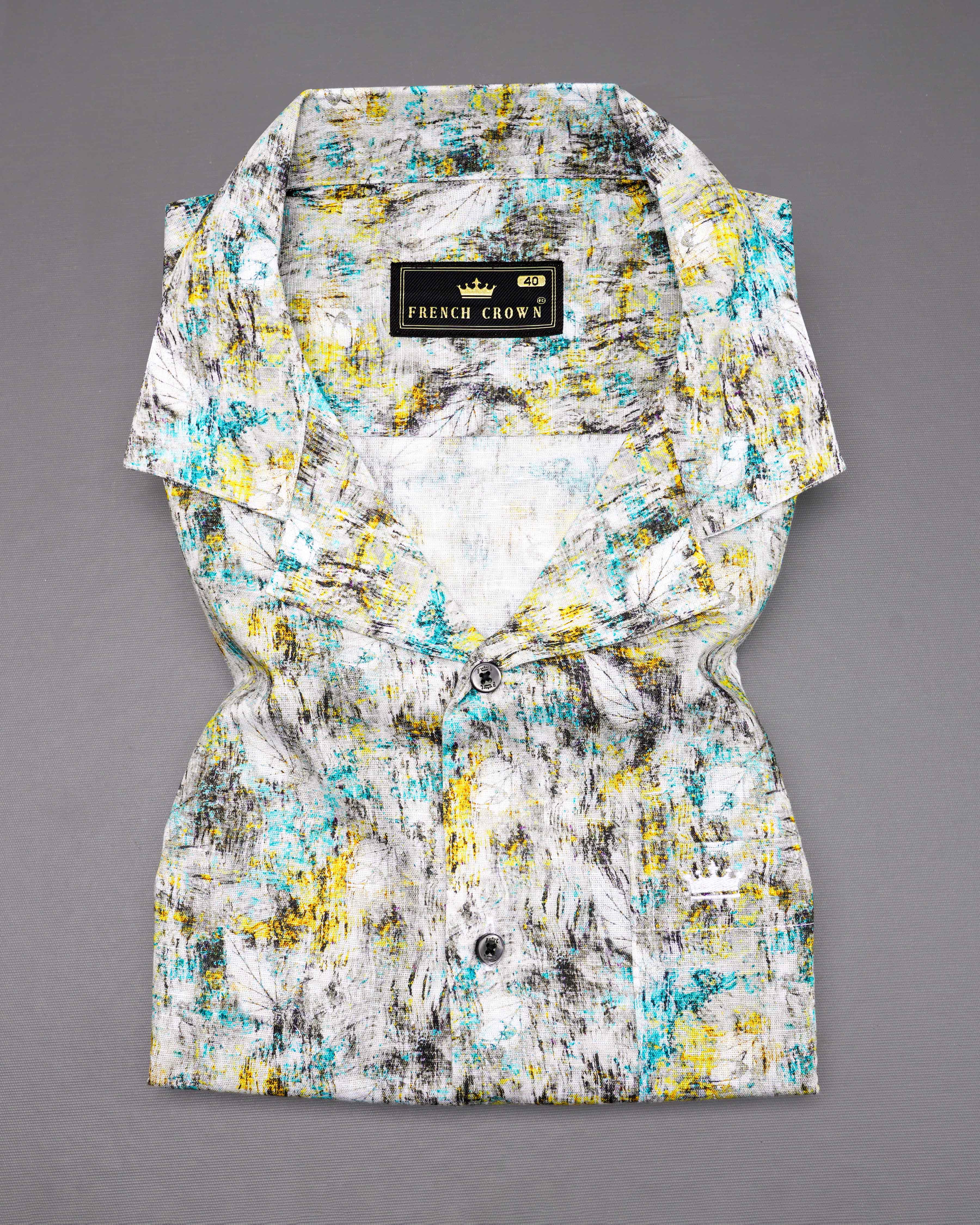 Eagle Gray and White Multicolour Printed Luxurious Linen Shirt 9870-CC-BLK-SS-38, 9870-CC-BLK-SS-39, 9870-CC-BLK-SS-40, 9870-CC-BLK-SS-42, 9870-CC-BLK-SS-44, 9870-CC-BLK-SS-46, 9870-CC-BLK-SS-48, 9870-CC-BLK-SS-50, 9870-CC-BLK-SS-52