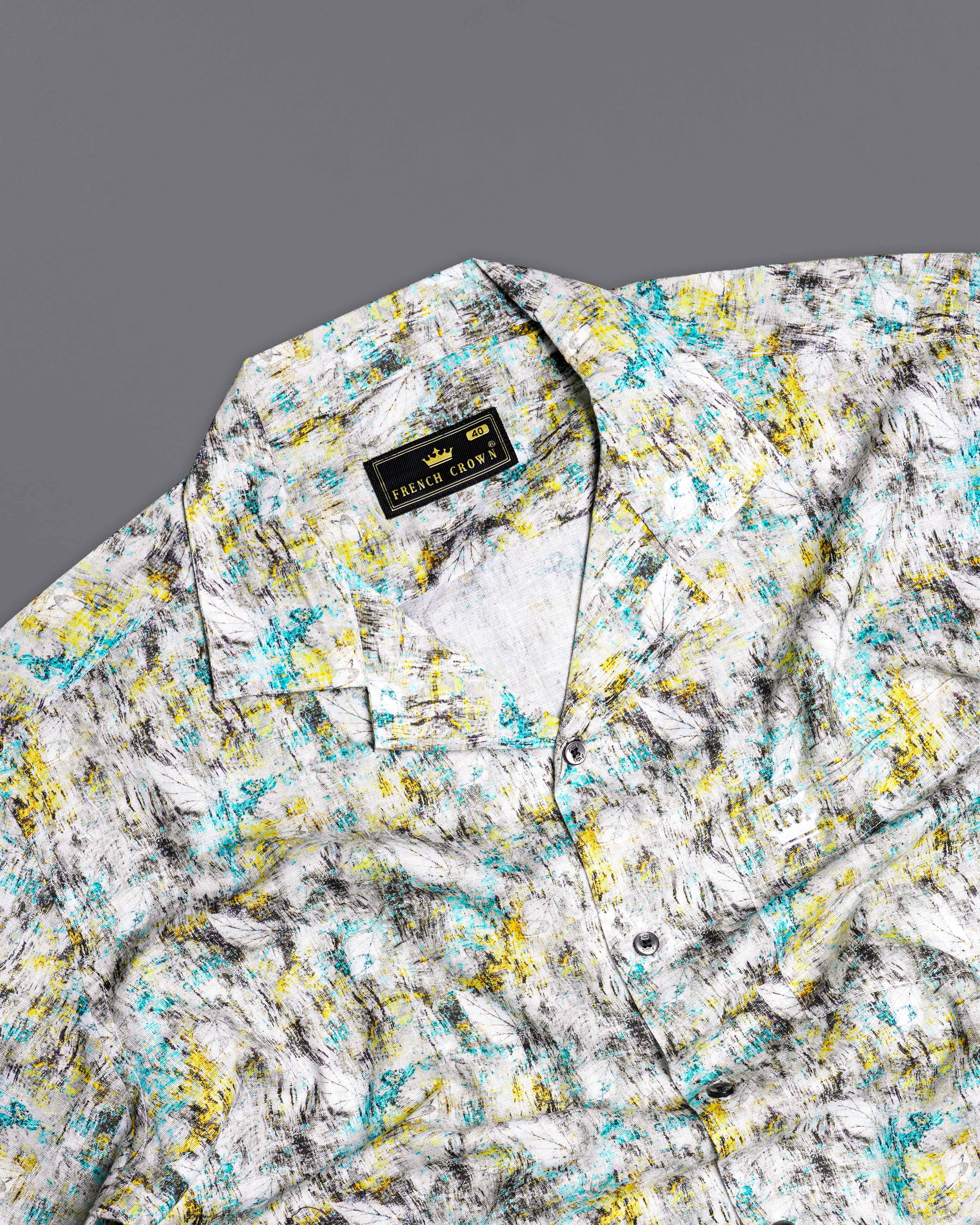 Eagle Gray and White Multicolour Printed Luxurious Linen Shirt 9870-CC-BLK-SS-38, 9870-CC-BLK-SS-39, 9870-CC-BLK-SS-40, 9870-CC-BLK-SS-42, 9870-CC-BLK-SS-44, 9870-CC-BLK-SS-46, 9870-CC-BLK-SS-48, 9870-CC-BLK-SS-50, 9870-CC-BLK-SS-52