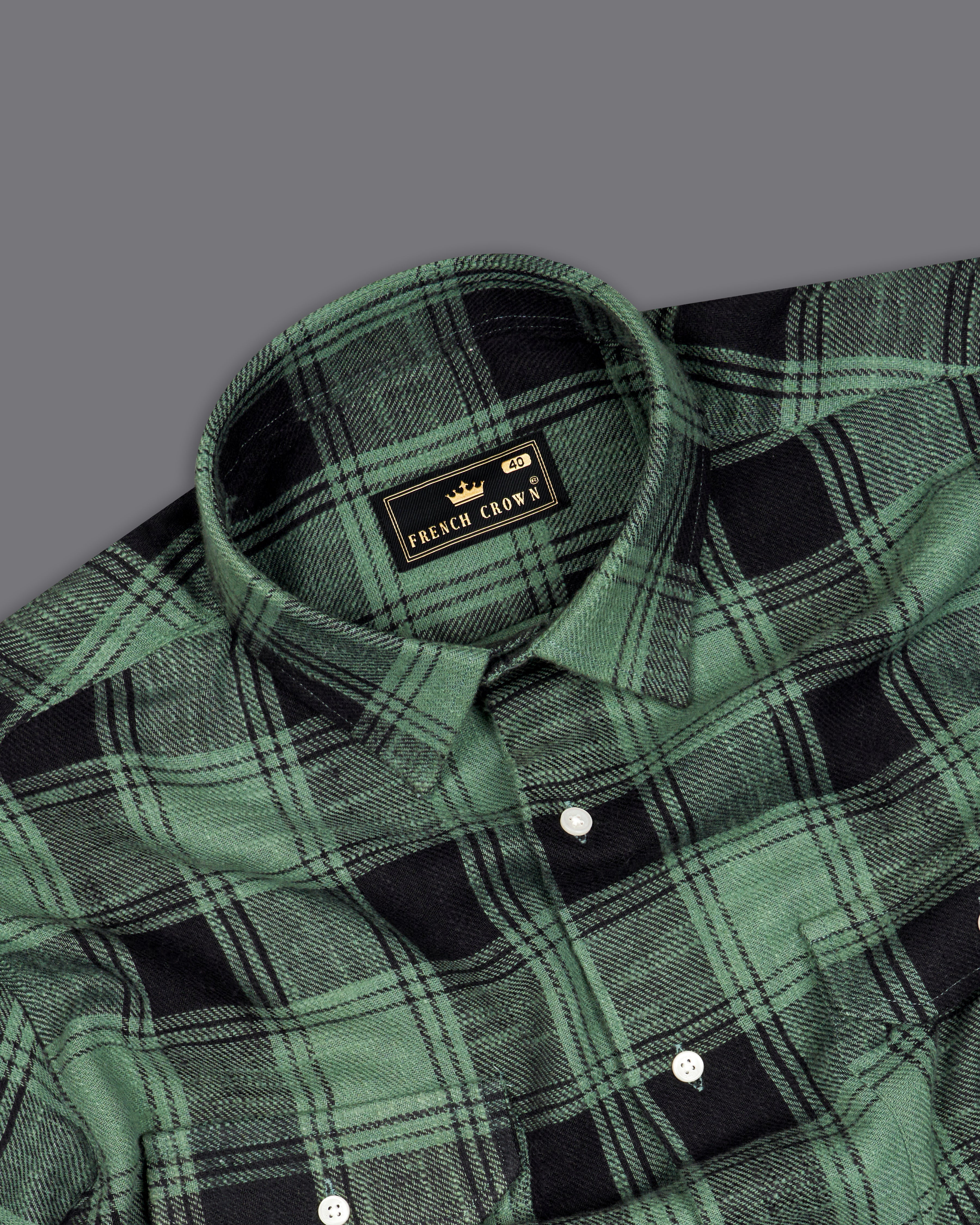 Oxley Green and Black Plaid Flannel Overshirt/Shacket 9883-OS-FP-38, 9883-OS-FP-H-38, 9883-OS-FP-39, 9883-OS-FP-H-39, 9883-OS-FP-40, 9883-OS-FP-H-40, 9883-OS-FP-42, 9883-OS-FP-H-42, 9883-OS-FP-44, 9883-OS-FP-H-44, 9883-OS-FP-46, 9883-OS-FP-H-46, 9883-OS-FP-48, 9883-OS-FP-H-48, 9883-OS-FP-50, 9883-OS-FP-H-50, 9883-OS-FP-52, 9883-OS-FP-H-52