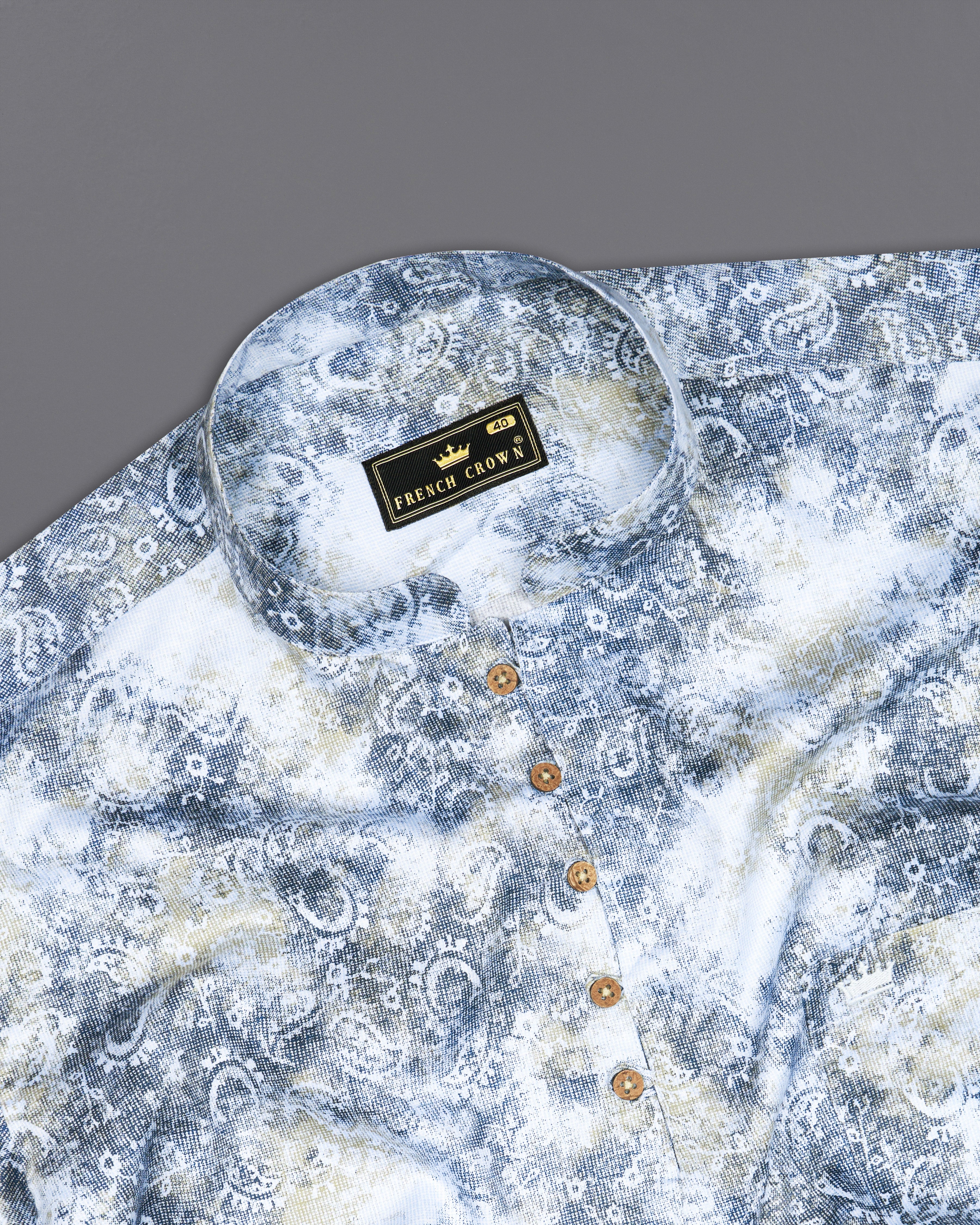 Bright White with Bison Hide Brown and East Bay Blue Paisley Printed Premium Cotton Kurta Shirt 9899-KS-38, 9899-KS-H-38, 9899-KS-39, 9899-KS-H-39, 9899-KS-40, 9899-KS-H-40, 9899-KS-42, 9899-KS-H-42, 9899-KS-44, 9899-KS-H-44, 9899-KS-46, 9899-KS-H-46, 9899-KS-48, 9899-KS-H-48, 9899-KS-50, 9899-KS-H-50, 9899-KS-52, 9899-KS-H-52