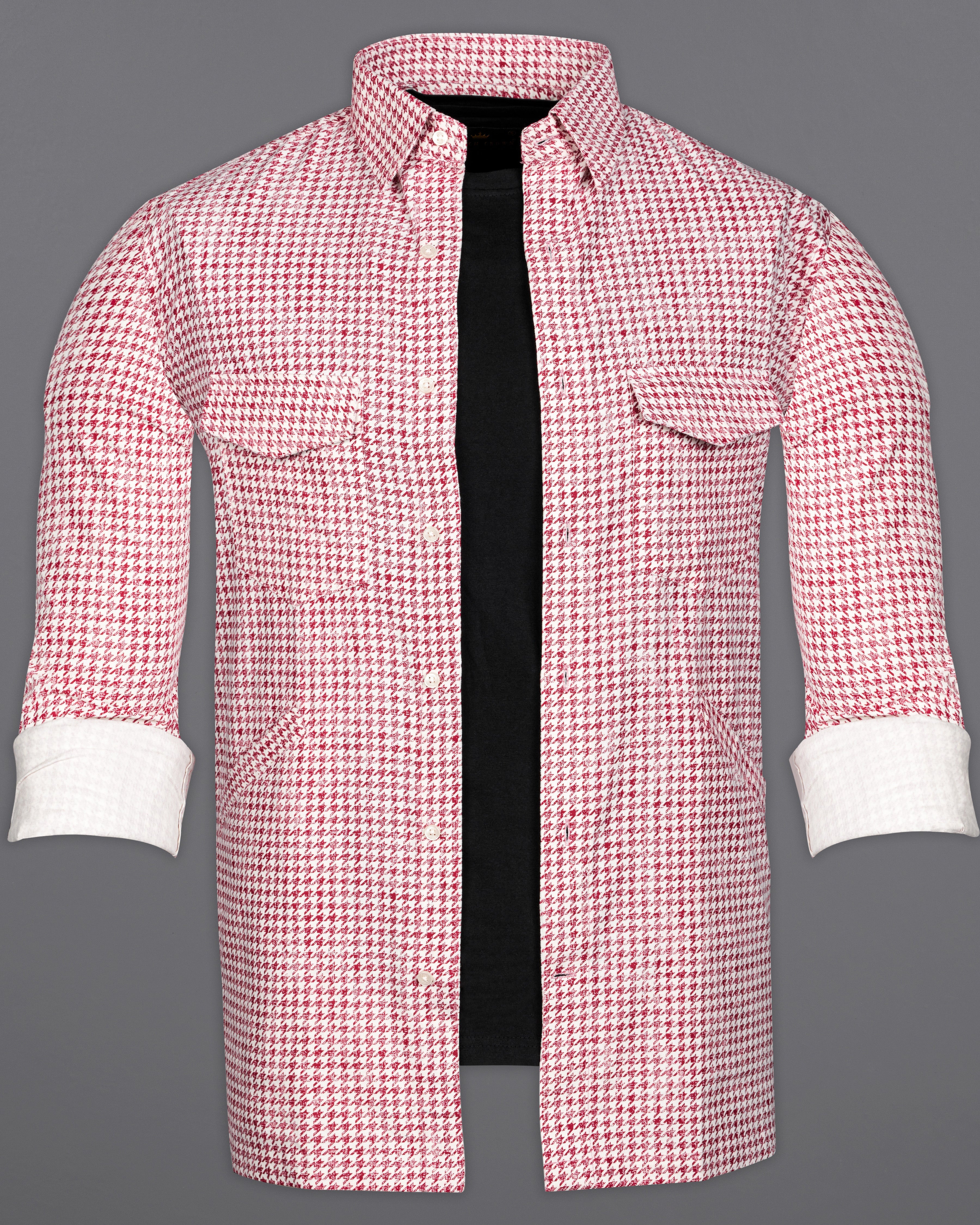 Shiraz Red and White Houndstooth Corduroy Overshirt/Shacket 9916-OS-P301-38, 9916-OS-P301-H-38, 9916-OS-P301-39, 9916-OS-P301-H-39, 9916-OS-P301-40, 9916-OS-P301-H-40, 9916-OS-P301-42, 9916-OS-P301-H-42, 9916-OS-P301-44, 9916-OS-P301-H-44, 9916-OS-P301-46, 9916-OS-P301-H-46, 9916-OS-P301-48, 9916-OS-P301-H-48, 9916-OS-P301-50, 9916-OS-P301-H-50, 9916-OS-P301-52, 9916-OS-P301-H-52