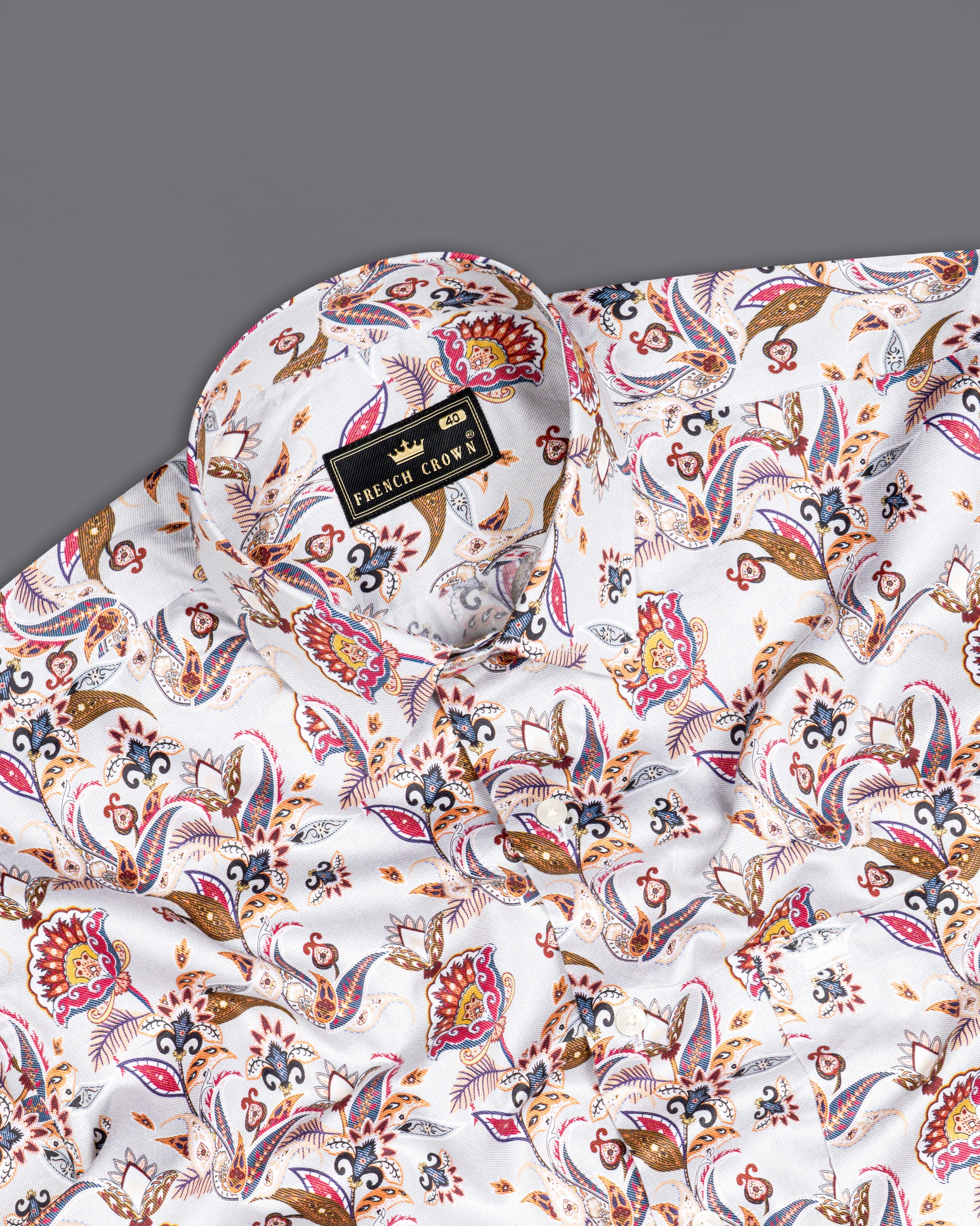 Gainsboro Light Gray Multicolour Floral Printed Super Soft Premium Cotton Shirt 9942-38, 9942-H-38, 9942-39, 9942-H-39, 9942-40, 9942-H-40, 9942-42, 9942-H-42, 9942-44, 9942-H-44, 9942-46, 9942-H-46, 9942-48, 9942-H-48, 9942-50, 9942-H-50, 9942-52, 9942-H-52