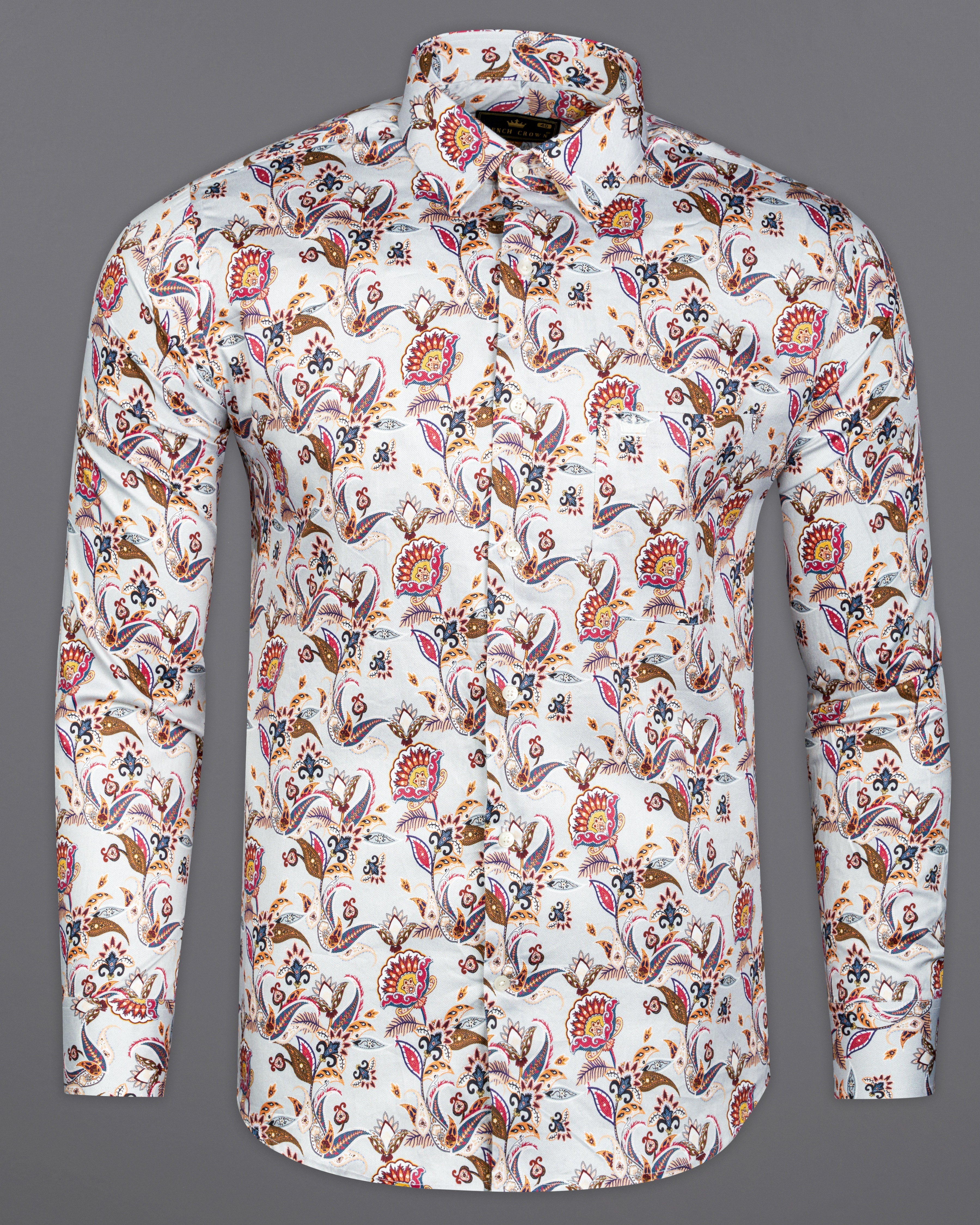 Gainsboro Light Gray Multicolour Floral Printed Super Soft Premium Cotton Shirt 9942-38, 9942-H-38, 9942-39, 9942-H-39, 9942-40, 9942-H-40, 9942-42, 9942-H-42, 9942-44, 9942-H-44, 9942-46, 9942-H-46, 9942-48, 9942-H-48, 9942-50, 9942-H-50, 9942-52, 9942-H-52