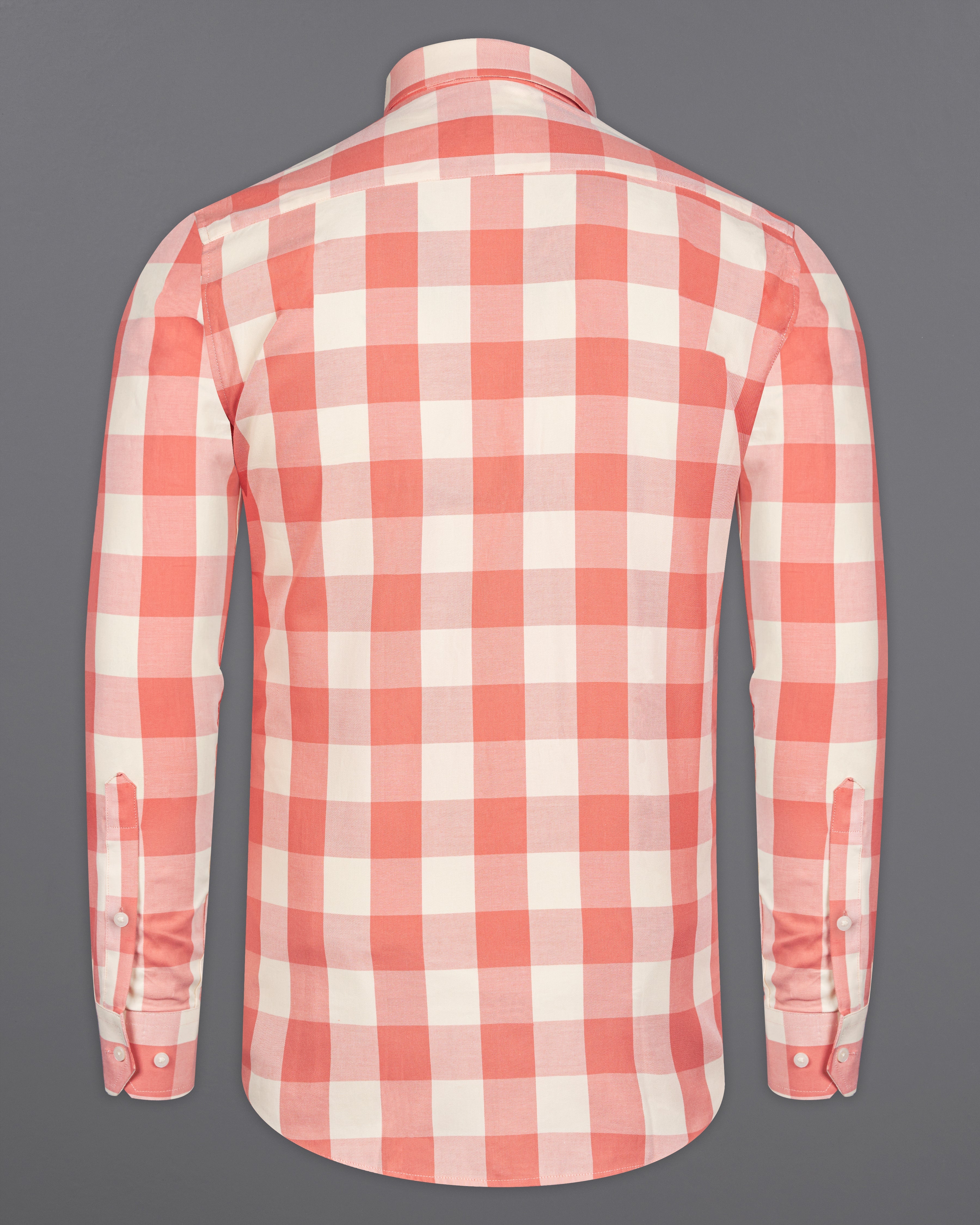 Geraldine Peach with Albescent Cream Twill Checked Premium Cotton Shirt 9946-BD-38, 9946-BD-H-38, 9946-BD-39, 9946-BD-H-39, 9946-BD-40, 9946-BD-H-40, 9946-BD-42, 9946-BD-H-42, 9946-BD-44, 9946-BD-H-44, 9946-BD-46, 9946-BD-H-46, 9946-BD-48, 9946-BD-H-48, 9946-BD-50, 9946-BD-H-50, 9946-BD-52, 9946-BD-H-52