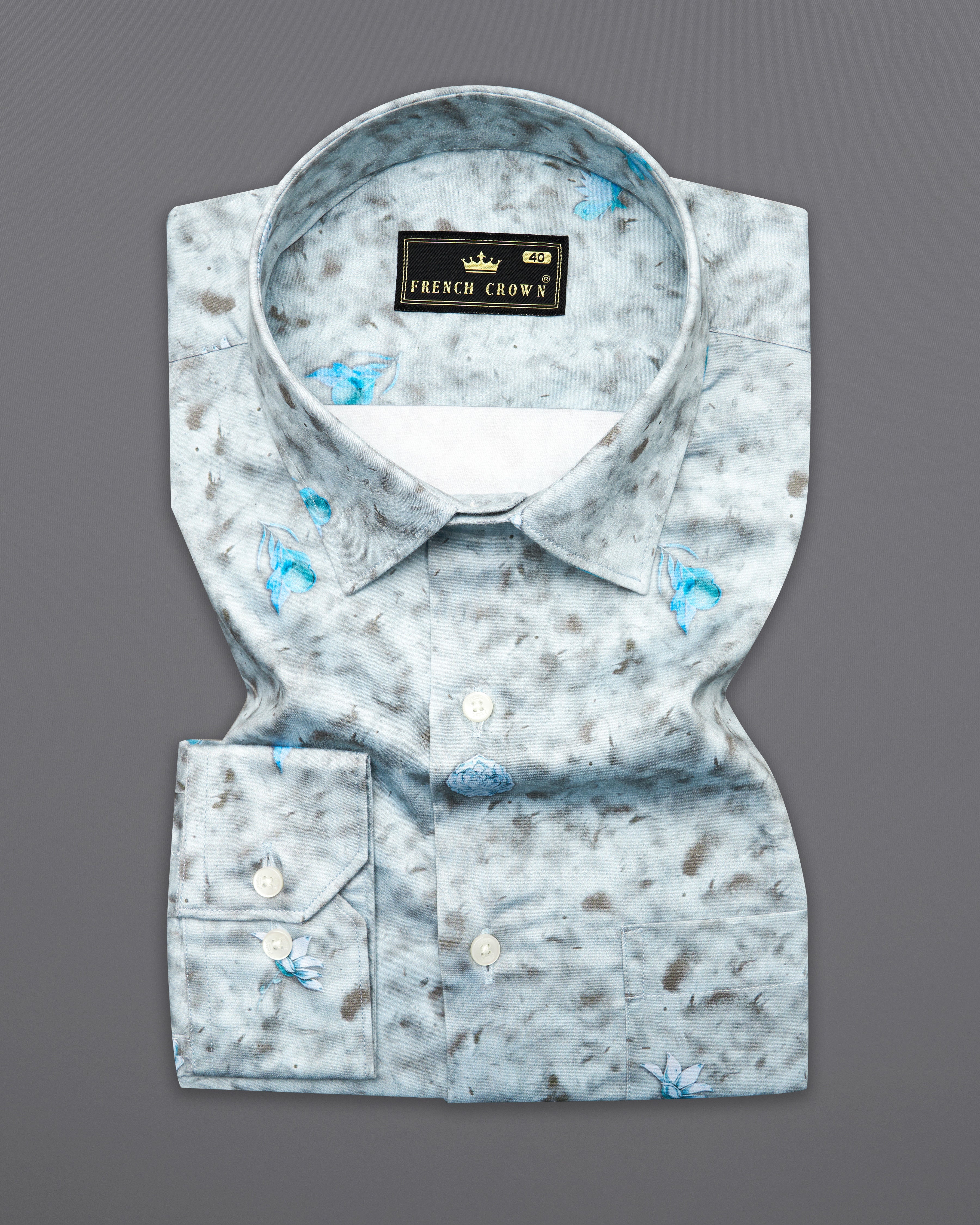 Botticelli Gray Printed Super Soft Premium Cotton Shirt 9982-38, 9982-H-38, 9982-39, 9982-H-39, 9982-40, 9982-H-40, 9982-42, 9982-H-42, 9982-44, 9982-H-44, 9982-46, 9982-H-46, 9982-48, 9982-H-48, 9982-50, 9982-H-50, 9982-52, 9982-H-52
