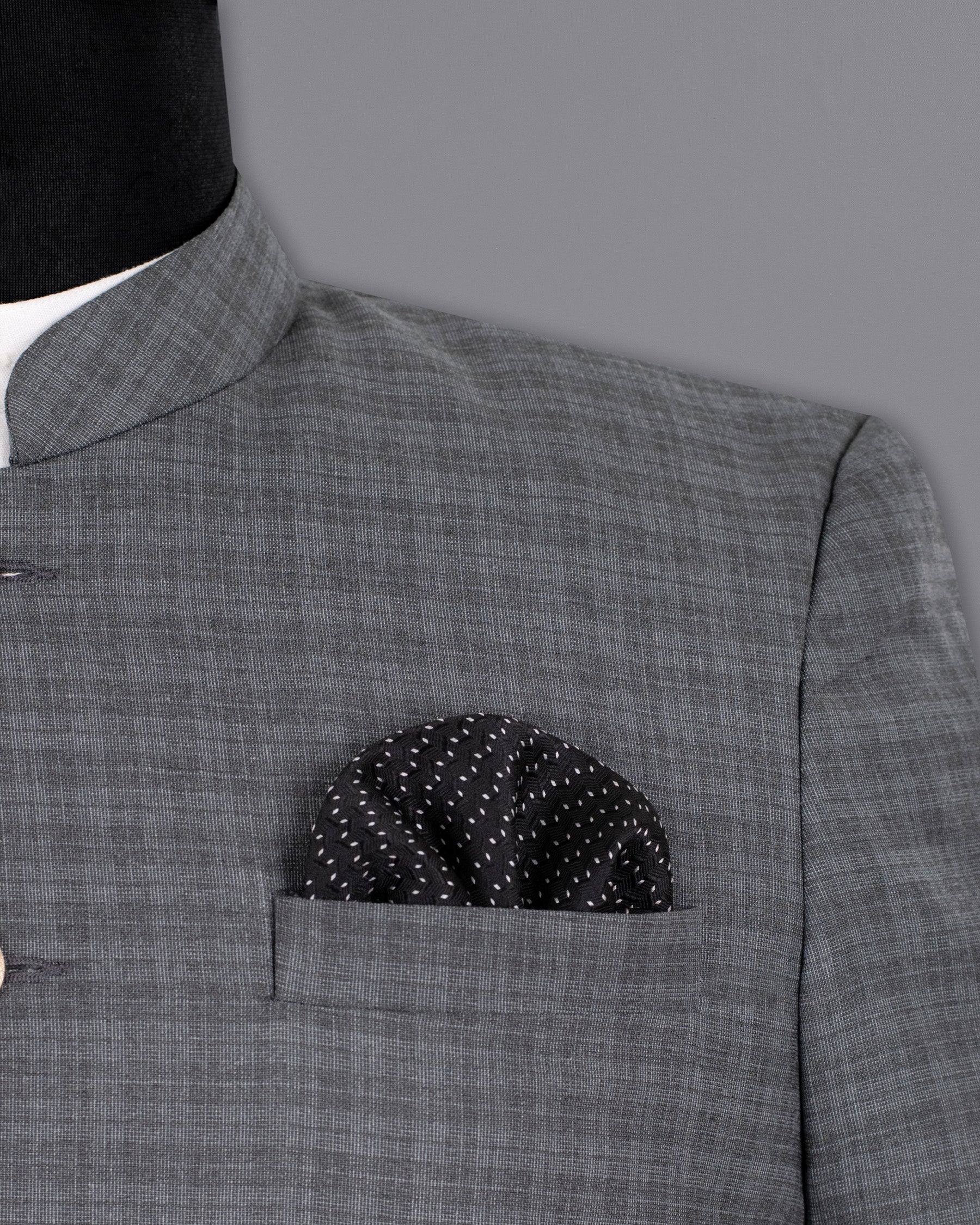 Mid Gray Wool Rich Mandarin/Bandhgala Blazer BL1331-BG-36, BL1331-BG-38, BL1331-BG-40, BL1331-BG-42, BL1331-BG-44, BL1331-BG-46, BL1331-BG-48, BL1331-BG-50, BL1331-BG-52, BL1331-BG-54, BL1331-BG-56, BL1331-BG-58, BL1331-BG-60