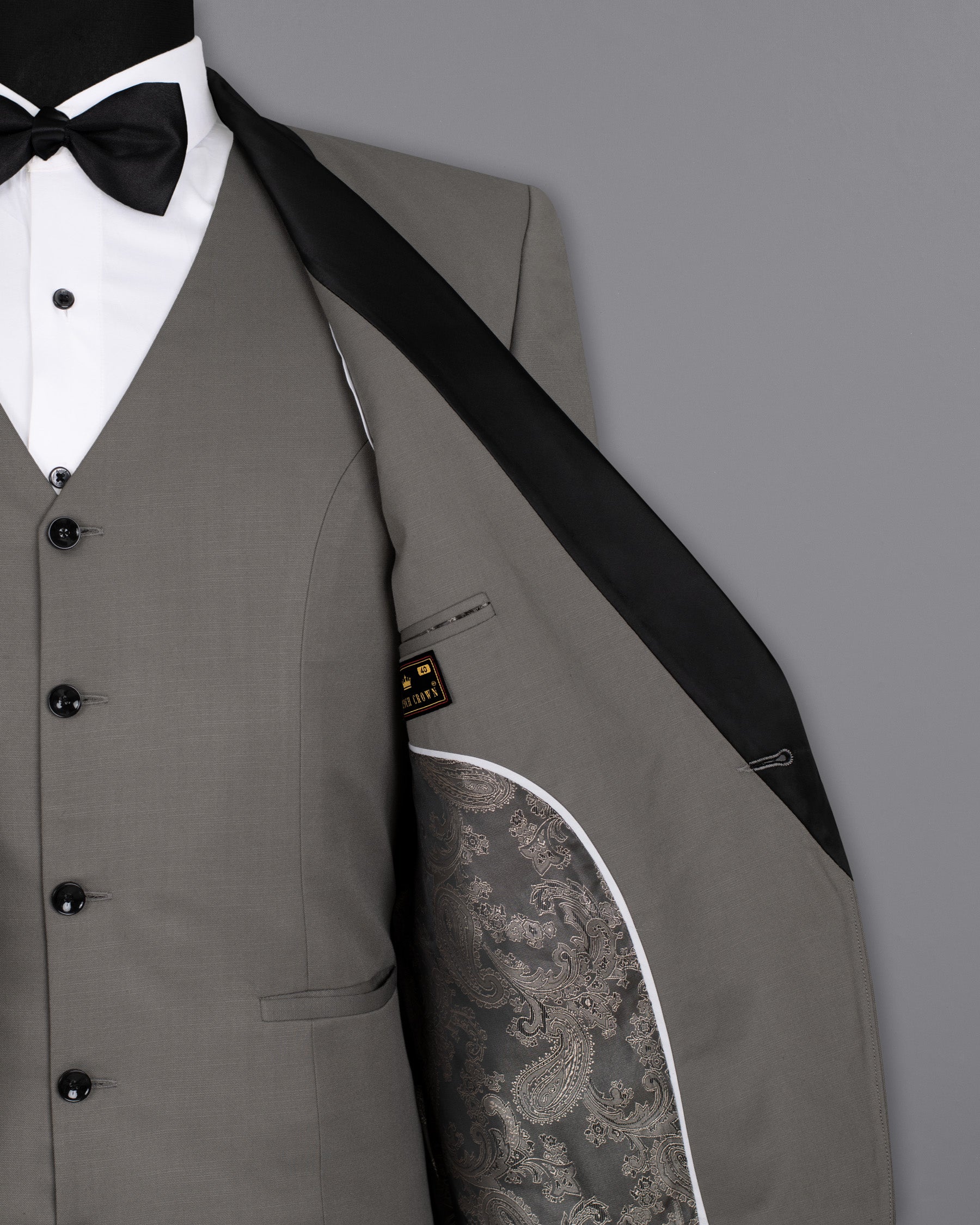 Flint Gray Wool Rich Tuxedo Blazer BL1344-BKL-36, BL1344-BKL-38, BL1344-BKL-40, BL1344-BKL-42, BL1344-BKL-44, BL1344-BKL-46, BL1344-BKL-48, BL1344-BKL-50, BL1344-BKL-52, BL1344-BKL-54, BL1344-BKL-56, BL1344-BKL-58, BL1344-BKL-60