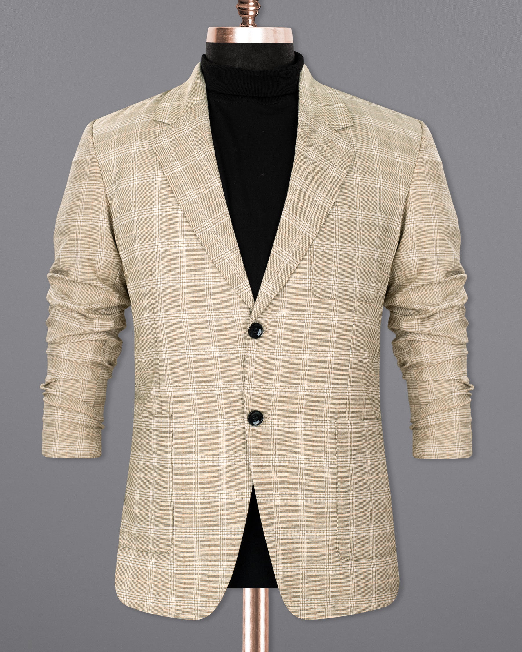Mongoose Cream Plaid Wool Rich Sports Blazer BL1362-SB-PP-36, BL1362-SB-PP-38, BL1362-SB-PP-40, BL1362-SB-PP-42, BL1362-SB-PP-44, BL1362-SB-PP-46, BL1362-SB-PP-48, BL1362-SB-PP-50, BL1362-SB-PP-52, BL1362-SB-PP-54, BL1362-SB-PP-56, BL1362-SB-PP-58, BL1362-SB-PP-60