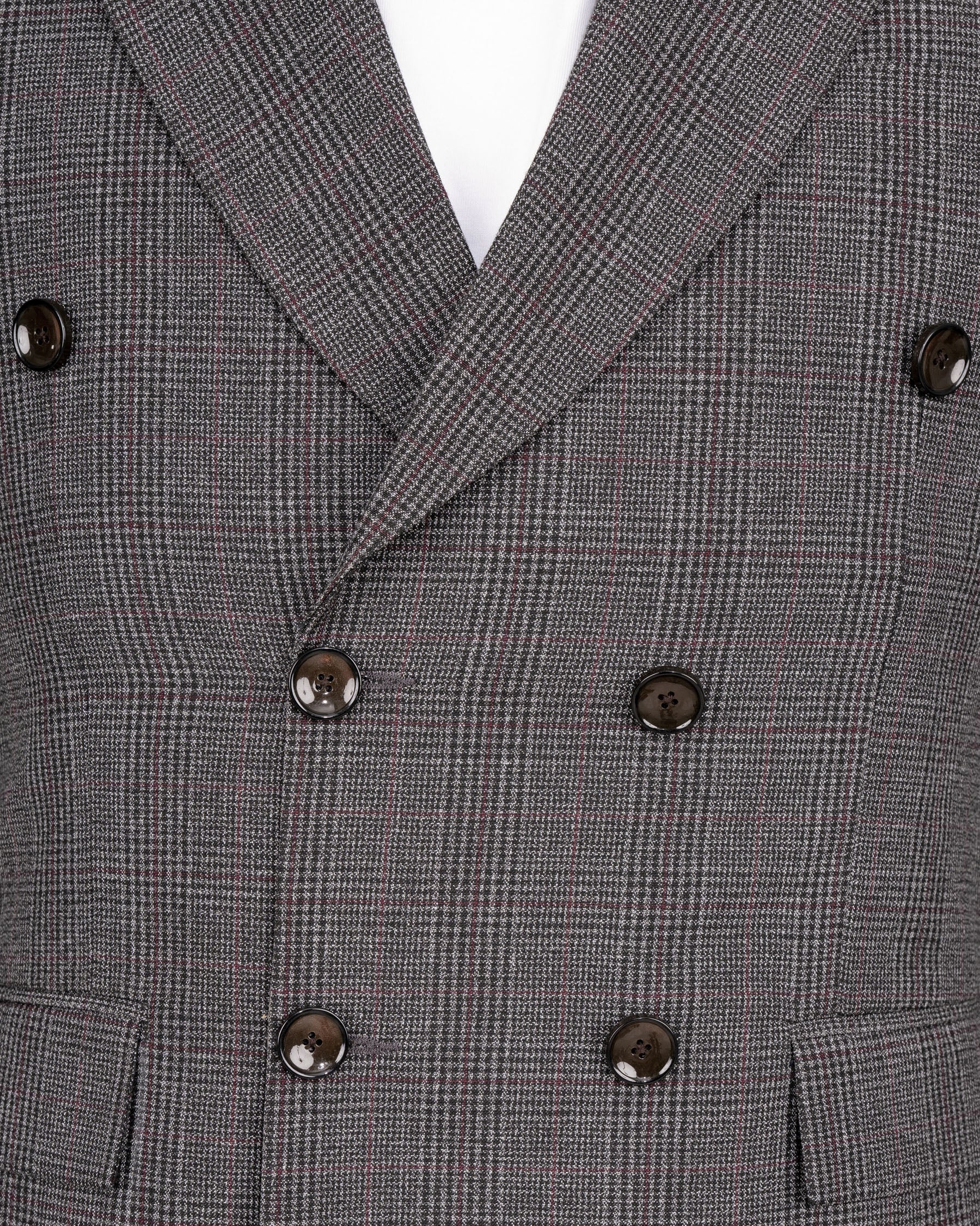 Scorpion Grey Subtle Plaid Double Breasted Wool Rich Blazer BL1365-DB-36, BL1365-DB-38, BL1365-DB-40, BL1365-DB-42, BL1365-DB-44, BL1365-DB-46, BL1365-DB-48, BL1365-DB-50, BL1365-DB-52, BL1365-DB-54, BL1365-DB-56, BL1365-DB-58, BL1365-DB-60