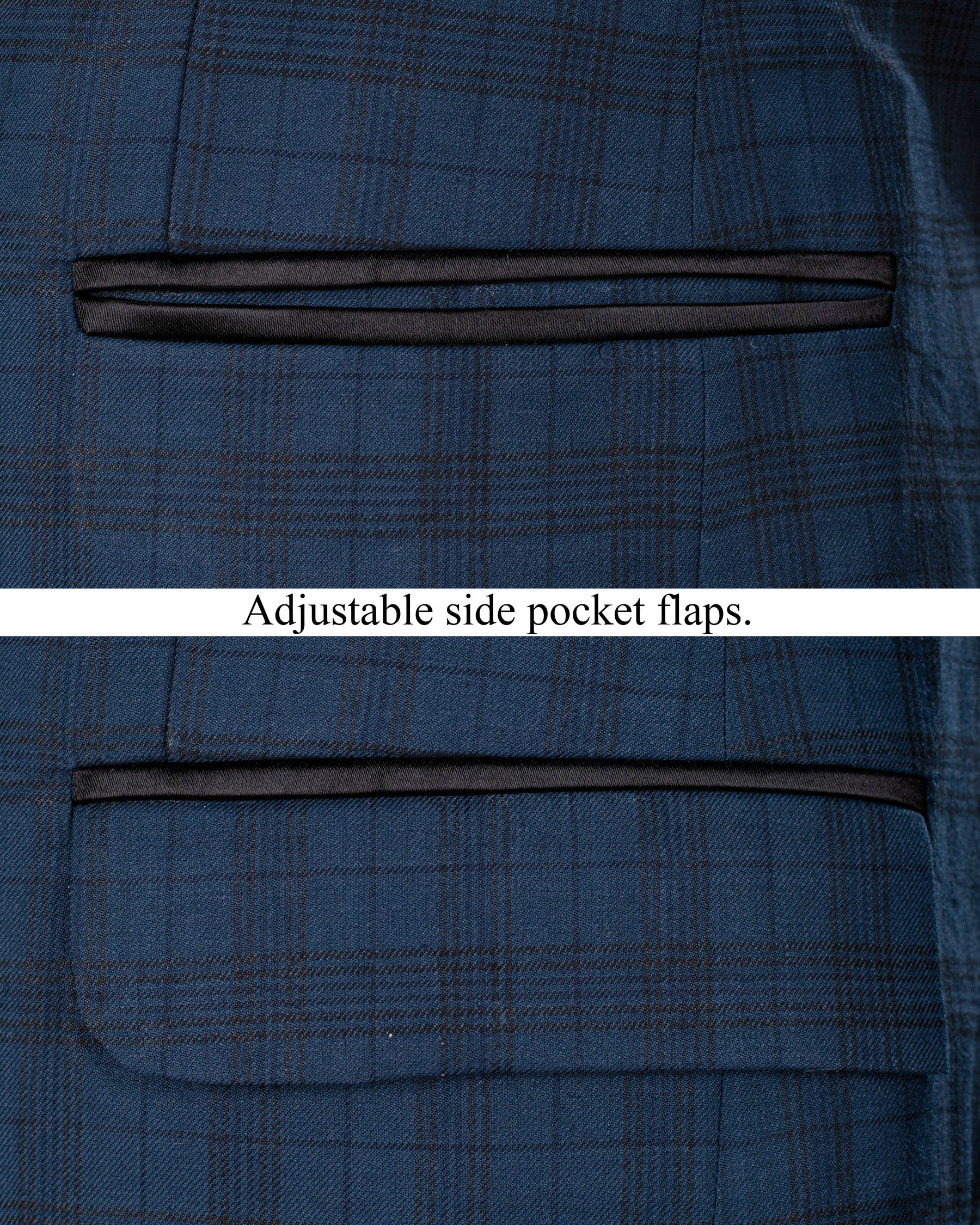 Nile Blue Plaid Wool Rich Tuxedo Blazer