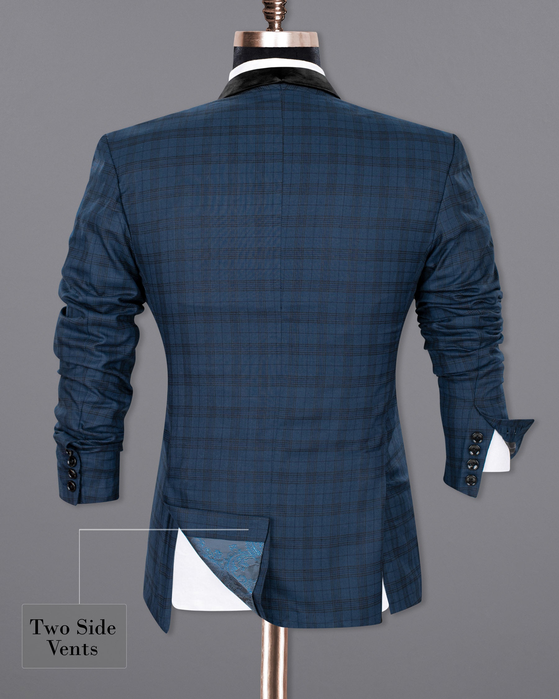 Nile Blue Plaid Wool Rich Tuxedo Blazer BL1366-BKL-36, BL1366-BKL-38, BL1366-BKL-40, BL1366-BKL-42, BL1366-BKL-44, BL1366-BKL-46, BL1366-BKL-48, BL1366-BKL-50, BL1366-BKL-52, BL1366-BKL-54, BL1366-BKL-56, BL1366-BKL-58, BL1366-BKL-60
