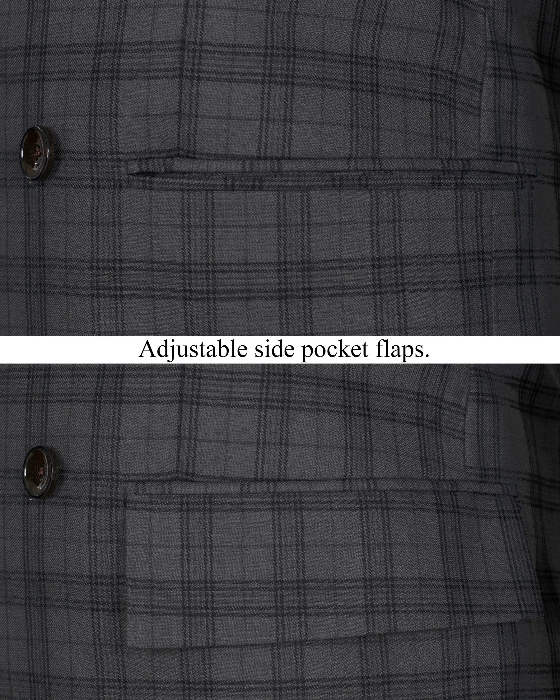 Masala Grey Plaid Double Breasted Wool Rich Blazer BL1367-DB-36, BL1367-DB-38, BL1367-DB-40, BL1367-DB-42, BL1367-DB-44, BL1367-DB-46, BL1367-DB-48, BL1367-DB-50, BL1367-DB-52, BL1367-DB-54, BL1367-DB-56, BL1367-DB-58, BL1367-DB-60