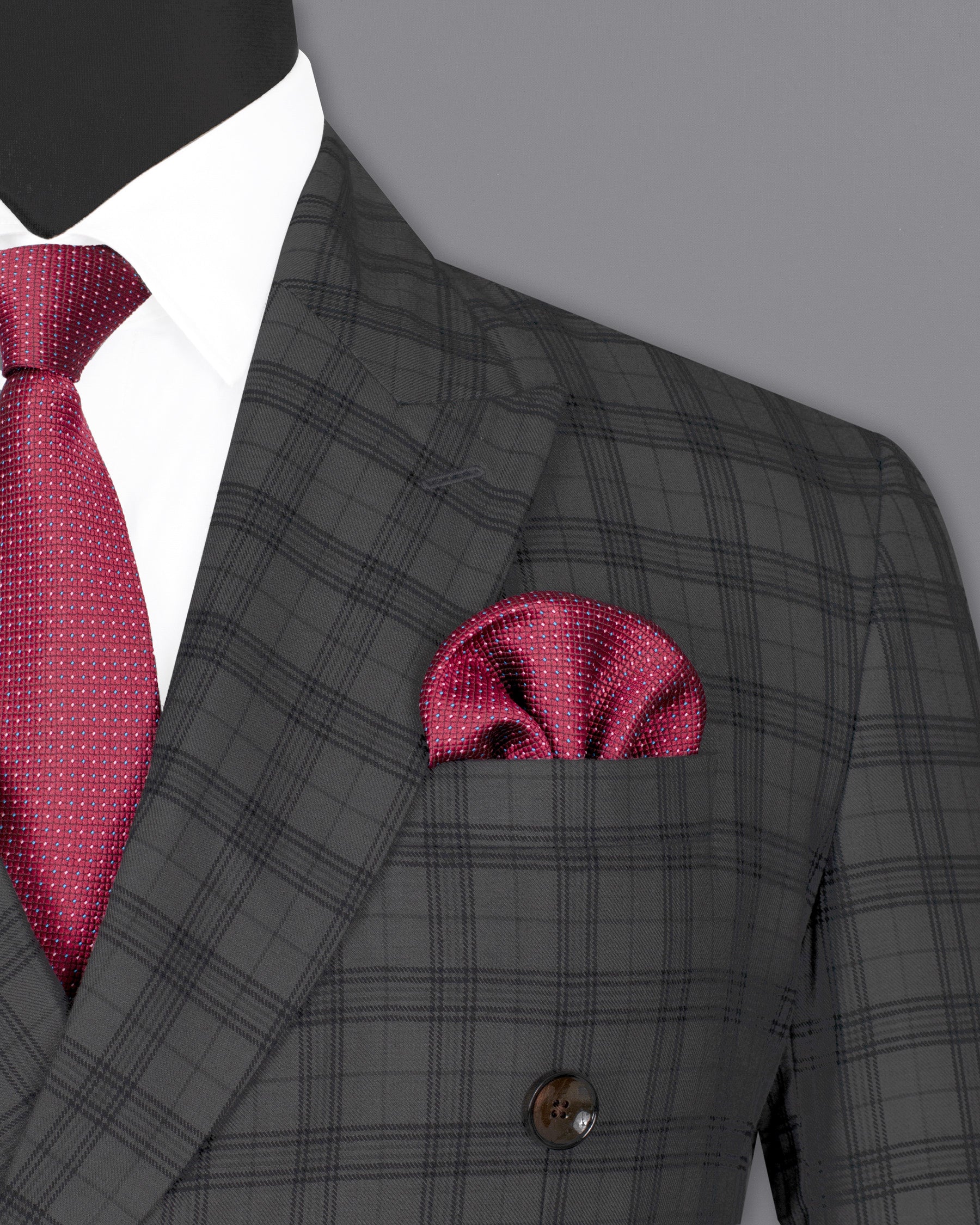 Masala Grey Plaid Double Breasted Wool Rich Blazer