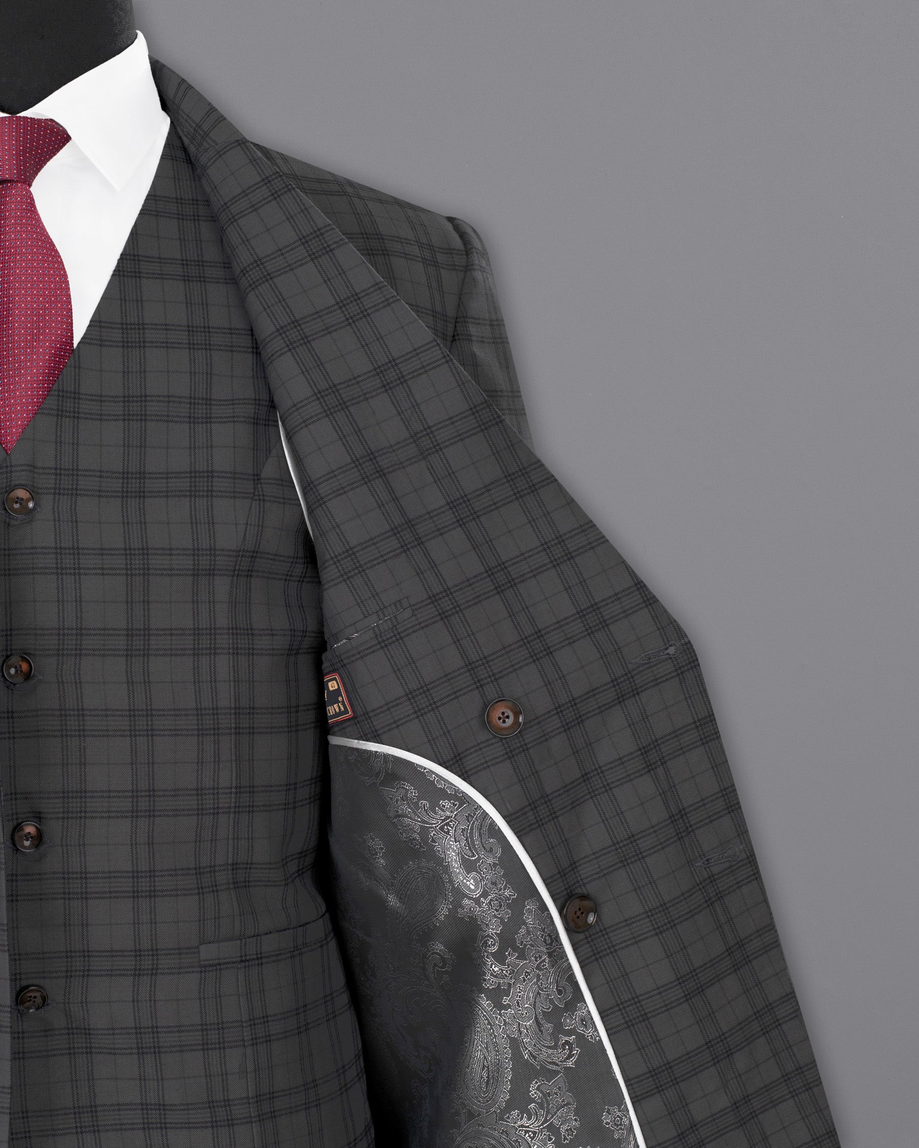 Masala Grey Plaid Double Breasted Wool Rich Blazer BL1367-DB-36, BL1367-DB-38, BL1367-DB-40, BL1367-DB-42, BL1367-DB-44, BL1367-DB-46, BL1367-DB-48, BL1367-DB-50, BL1367-DB-52, BL1367-DB-54, BL1367-DB-56, BL1367-DB-58, BL1367-DB-60