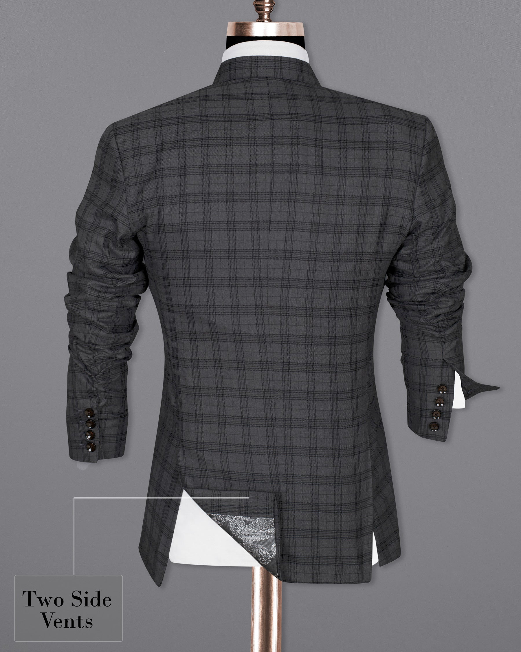 Masala Grey Plaid Double Breasted Wool Rich Blazer BL1367-DB-36, BL1367-DB-38, BL1367-DB-40, BL1367-DB-42, BL1367-DB-44, BL1367-DB-46, BL1367-DB-48, BL1367-DB-50, BL1367-DB-52, BL1367-DB-54, BL1367-DB-56, BL1367-DB-58, BL1367-DB-60