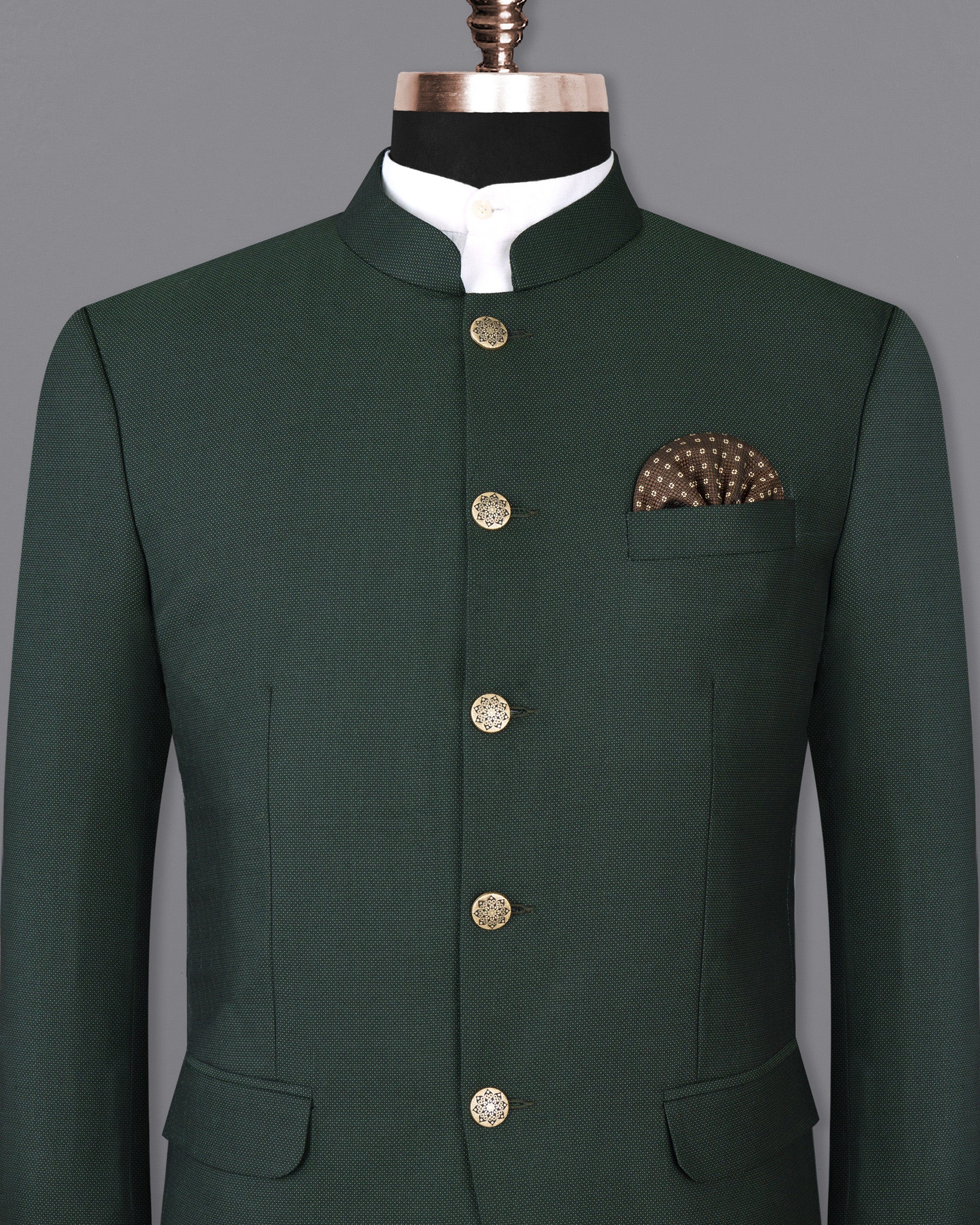Heavy Metal Green Wool Rich Bandhgala Blazer BL1397-BG-36, BL1397-BG-38, BL1397-BG-40, BL1397-BG-42, BL1397-BG-44, BL1397-BG-46, BL1397-BG-48, BL1397-BG-50, BL1397-BG-52, BL1397-BG-54, BL1397-BG-56, BL1397-BG-58, BL1397-BG-60
