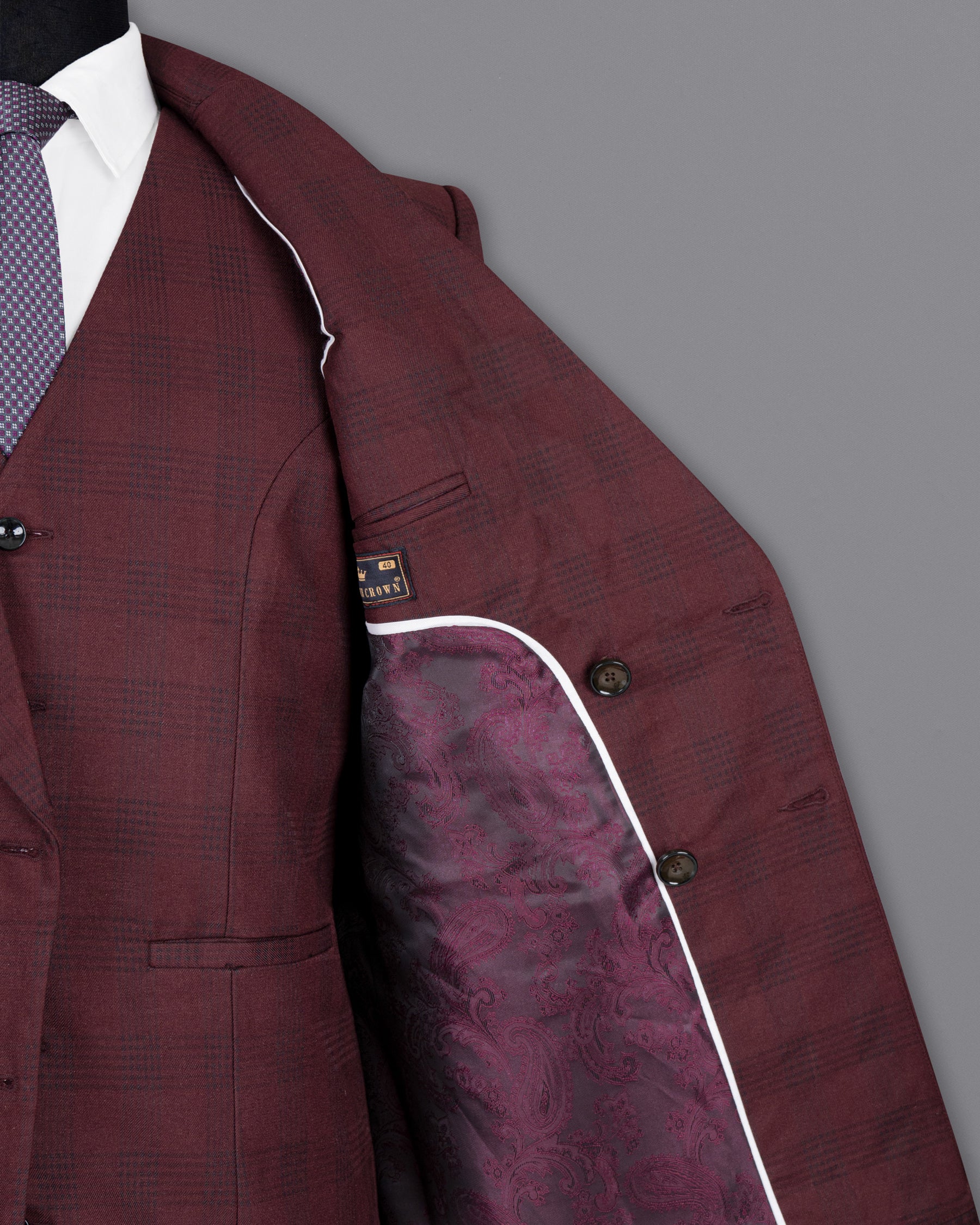 Buccaneer Burgundy Plaid Double Breasted Wool Rich Blazer BL1414-DB-D8-36, BL1414-DB-D8-38, BL1414-DB-D8-40, BL1414-DB-D8-42, BL1414-DB-D8-44, BL1414-DB-D8-46, BL1414-DB-D8-48, BL1414-DB-D8-50, BL1414-DB-D8-52, BL1414-DB-D8-54, BL1414-DB-D8-56, BL1414-DB-D8-58, BL1414-DB-D8-60