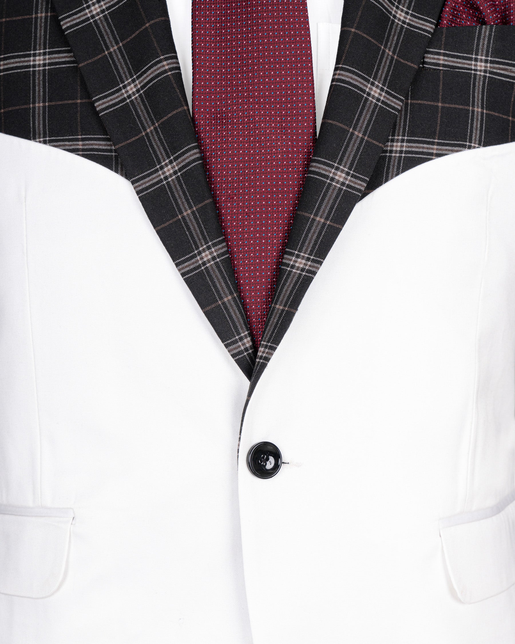 Jade black windowpane wirh White Wool Rich Designer Blazer BL1485-D26-36, BL1485-D26-38, BL1485-D26-40, BL1485-D26-42, BL1485-D26-44, BL1485-D26-46, BL1485-D26-48, BL1485-D26-50, BL1485-D26-52, BL1485-D26-54, BL1485-D26-56, BL1485-D26-58, BL1485-D26-60b