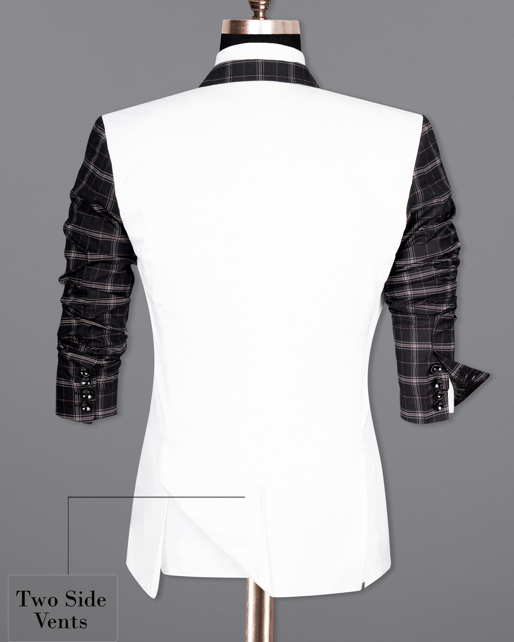 Jade black windowpane wirh White Wool Rich Designer Blazer BL1485-D26-36, BL1485-D26-38, BL1485-D26-40, BL1485-D26-42, BL1485-D26-44, BL1485-D26-46, BL1485-D26-48, BL1485-D26-50, BL1485-D26-52, BL1485-D26-54, BL1485-D26-56, BL1485-D26-58, BL1485-D26-60b