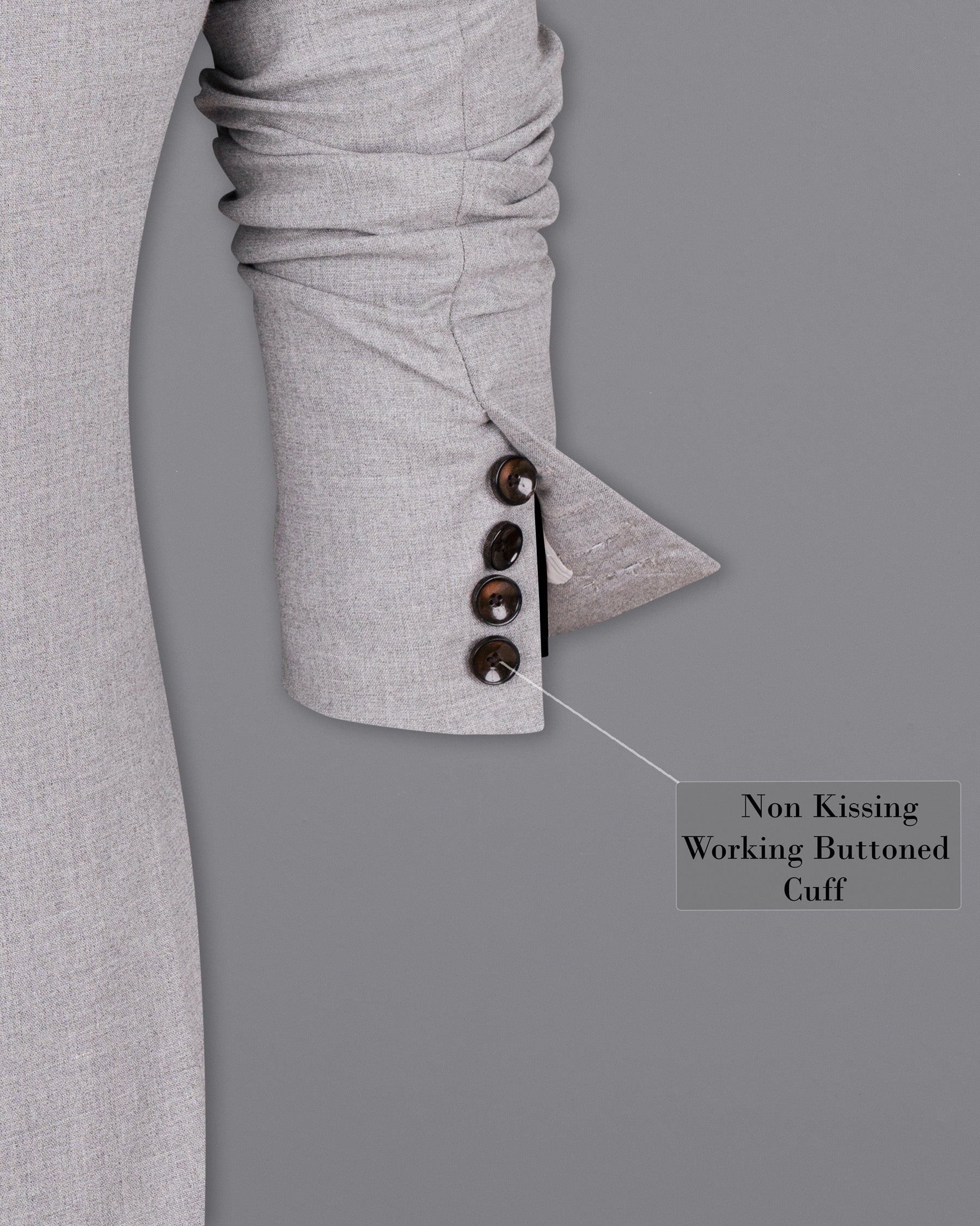 French Gray Double-Breasted Wool Rich Sport Blazer