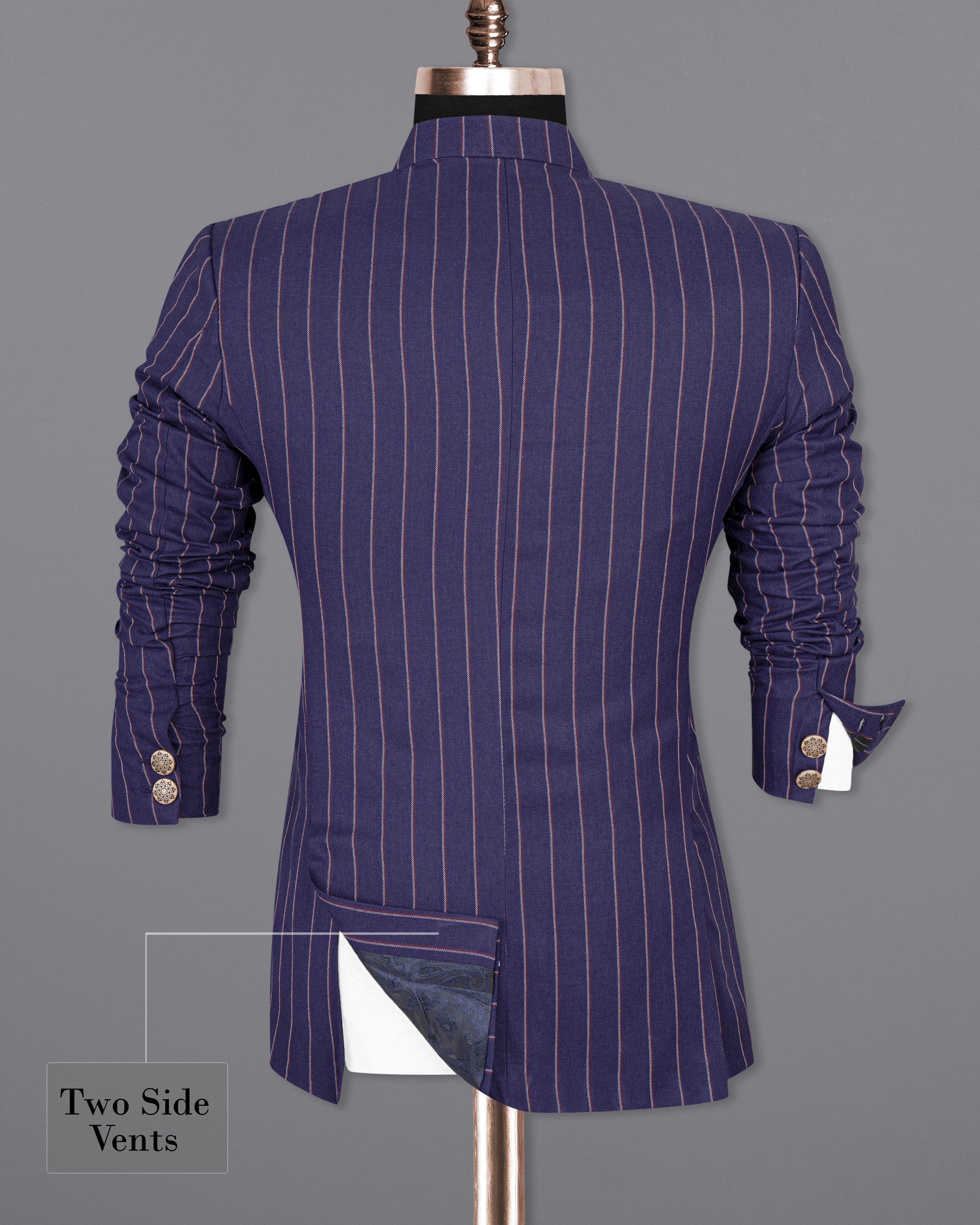 Cherry Pie Striped Cross Placket Bandhgala Blazer