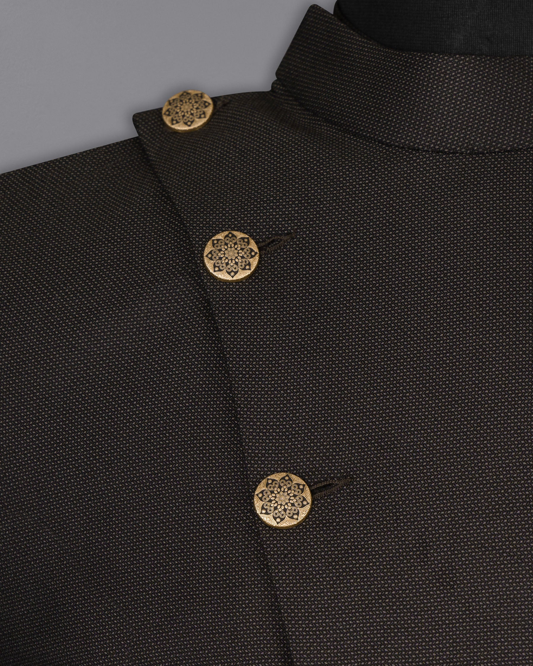 Blackish Brown Cross Buttoned Wool Rich Bandhgala Blazer BL1526-CBG2-36, BL1526-CBG2-38, BL1526-CBG2-40, BL1526-CBG2-42, BL1526-CBG2-44, BL1526-CBG2-46, BL1526-CBG2-48, BL1526-CBG2-50, BL1526-CBG2-52, BL1526-CBG2-54, BL1526-CBG2-56, BL1526-CBG2-58, BL1526-CBG2-60