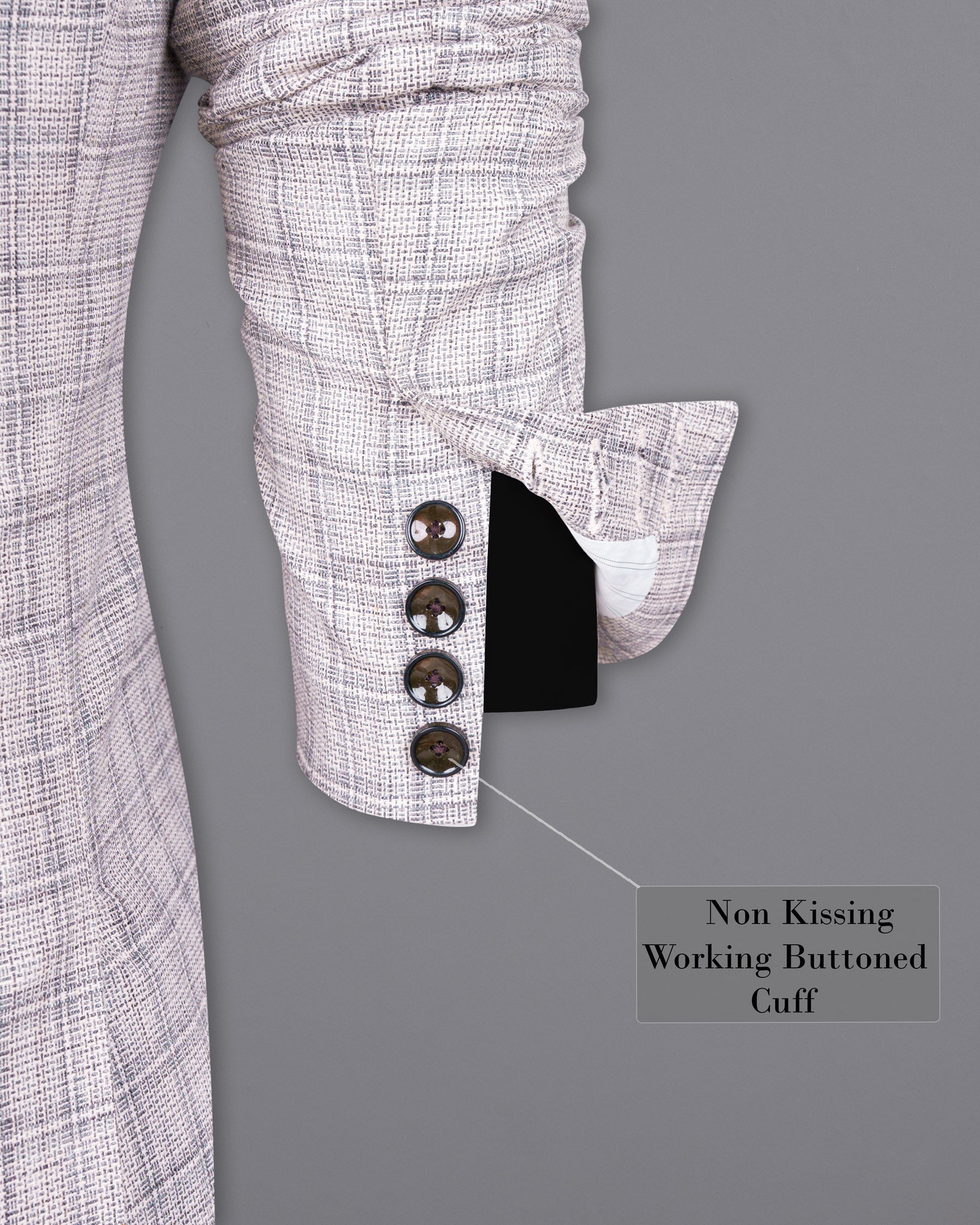 Mercury Grey Plaid Double BreaBled Premium Cotton Blazer BL1562-DB-36, BL1562-DB-38, BL1562-DB-40, BL1562-DB-42, BL1562-DB-44, BL1562-DB-46, BL1562-DB-48, BL1562-DB-50, BL1562-DB-52, BL1562-DB-54, BL1562-DB-56, BL1562-DB-58, BL1562-DB-60