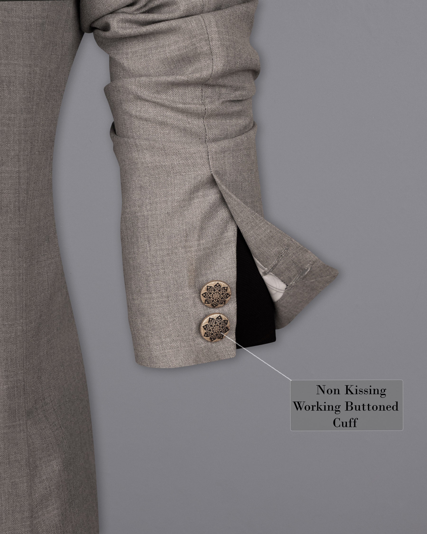 Venus Gray Subtle Plaid Cross Buttoned Wool Rich Bandhgala Blazer BL1595-CBG2-36, BL1595-CBG2-38, BL1595-CBG2-40, BL1595-CBG2-42, BL1595-CBG2-44, BL1595-CBG2-46, BL1595-CBG2-48, BL1595-CBG2-50, BL1595-CBG2-52, BL1595-CBG2-54, BL1595-CBG2-56, BL1595-CBG2-58, BL1595-CBG2-60