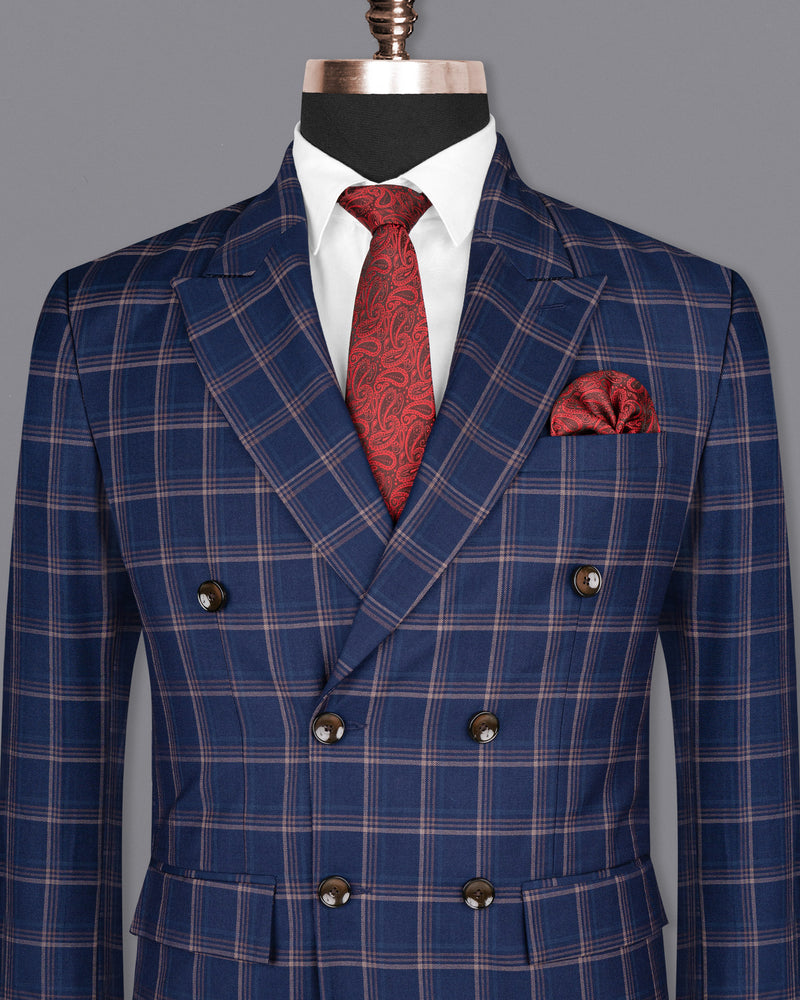 Cloud Burst Super fine windowpane Wool Rich Double Breasted Blazer BL1605-DB-36, BL1605-DB-38, BL1605-DB-40, BL1605-DB-42, BL1605-DB-44, BL1605-DB-46, BL1605-DB-48, BL1605-DB-50, BL1605-DB-52, BL1605-DB-54, BL1605-DB-56, BL1605-DB-58, BL1605-DB-60