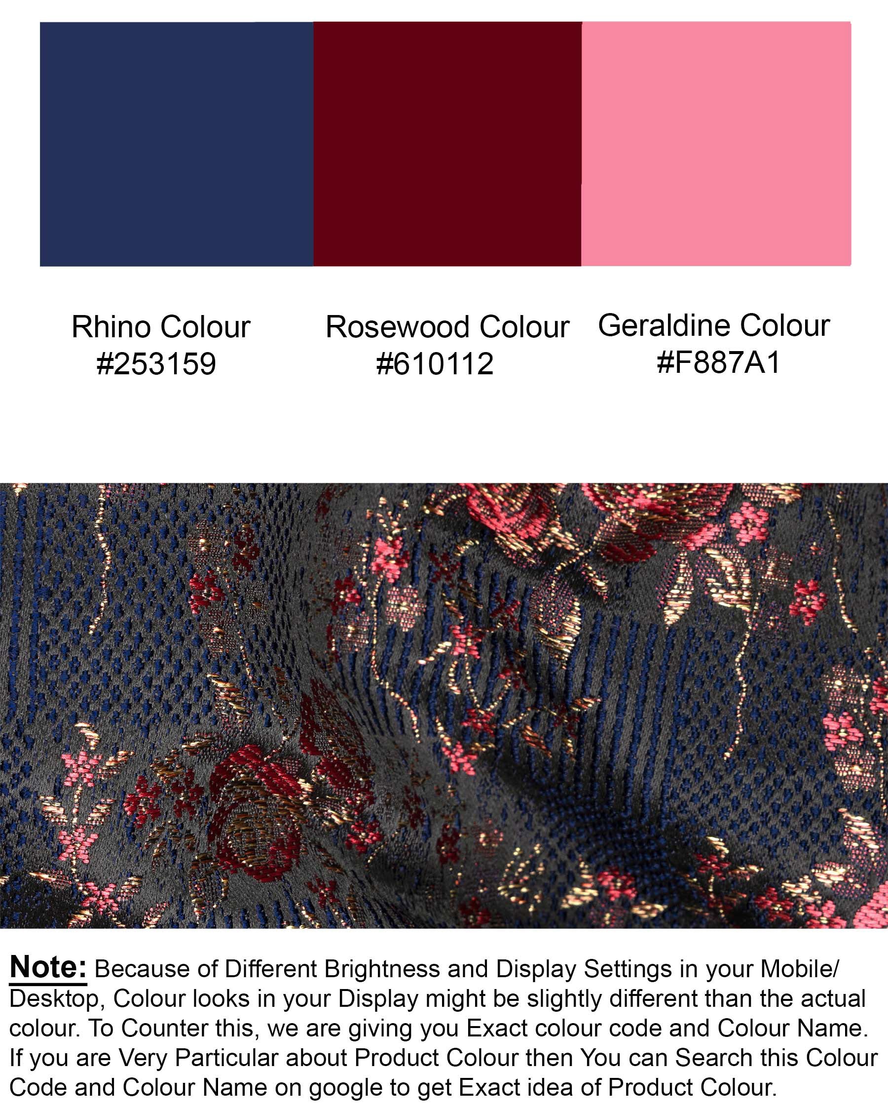 Rhino Blue with Rose Textured Cross Buttoned Bandhgala Designer Blazer BL1762-CBG-36,BL1762-CBG-38,BL1762-CBG-40,BL1762-CBG-42,BL1762-CBG-44,BL1762-CBG-46,BL1762-CBG-48,BL1762-CBG-50,BL1762-CBG-52,BL1762-CBG-54,BL1762-CBG-56,BL1762-CBG-58,BL1762-CBG-60