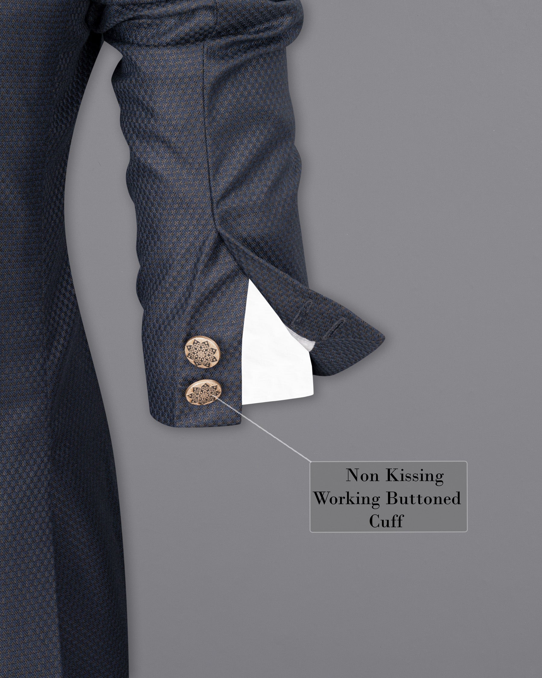 Limed Spruce Geometric Textured Cross Buttoned Bandhgala Blazer BL1775-CBG-36, BL1775-CBG-38, BL1775-CBG-40, BL1775-CBG-42, BL1775-CBG-44, BL1775-CBG-46, BL1775-CBG-48, BL1775-CBG-50, BL1775-CBG-52, BL1775-CBG-54, BL1775-CBG-56, BL1775-CBG-58, BL1775-CBG-60
