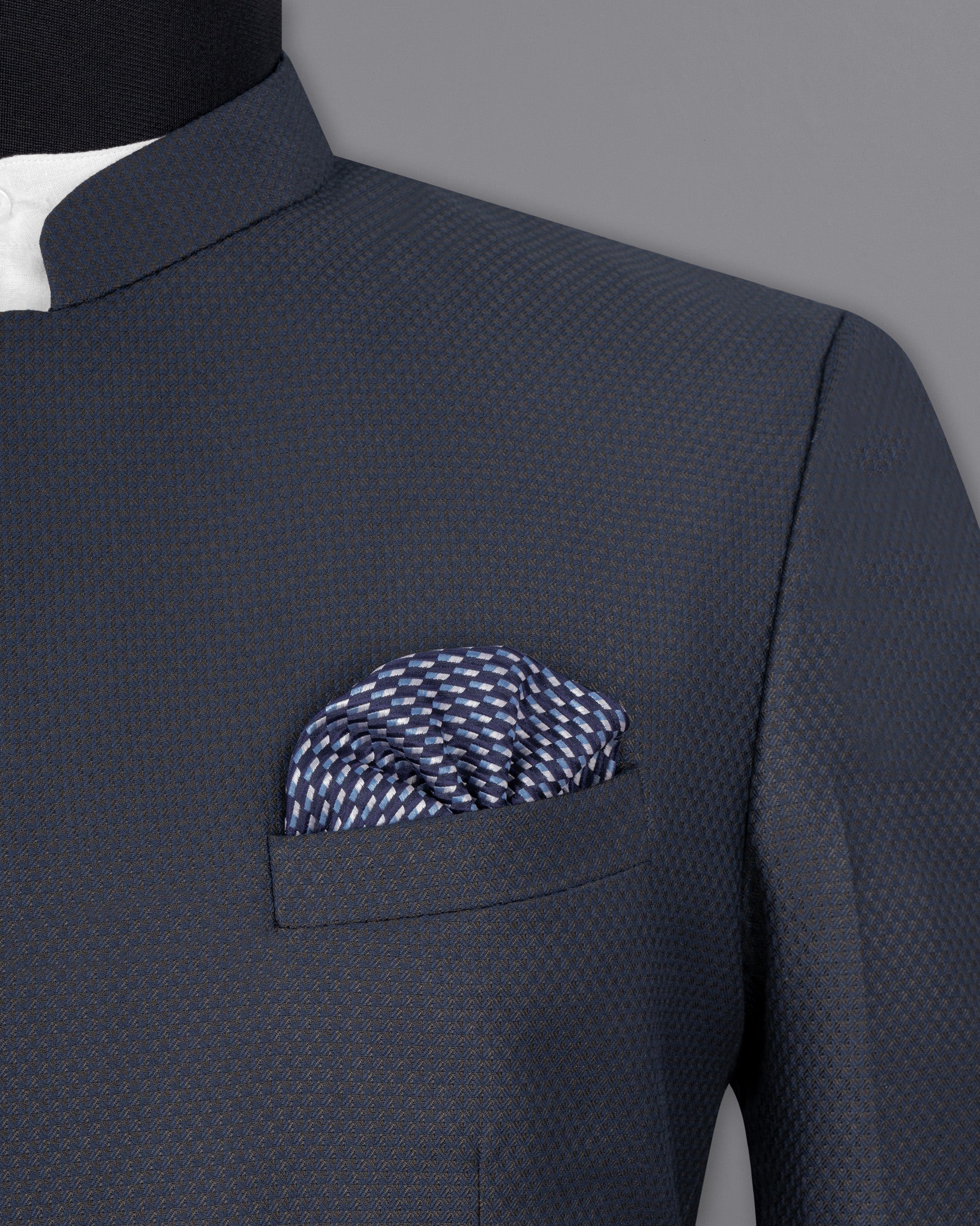 Limed Spruce Geometric Textured Cross Buttoned Bandhgala Blazer BL1775-CBG-36, BL1775-CBG-38, BL1775-CBG-40, BL1775-CBG-42, BL1775-CBG-44, BL1775-CBG-46, BL1775-CBG-48, BL1775-CBG-50, BL1775-CBG-52, BL1775-CBG-54, BL1775-CBG-56, BL1775-CBG-58, BL1775-CBG-60