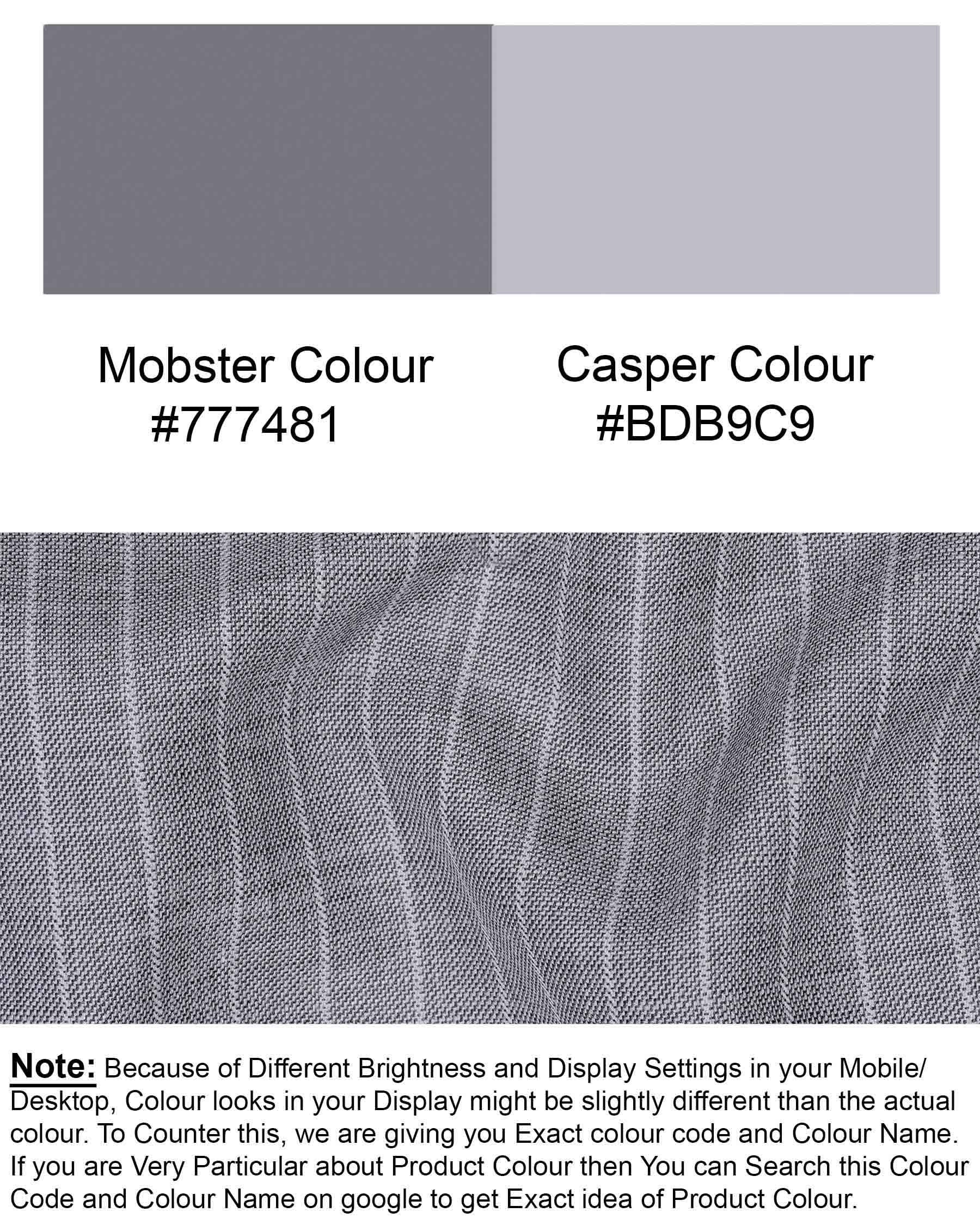 Mobster Grey Striped Cross Buttoned Bandhgala Designer Blazers BL1905-CBG-D44-36,BL1905-CBG-D44-38,BL1905-CBG-D44-40,BL1905-CBG-D44-42,BL1905-CBG-D44-44,BL1905-CBG-D44-46,BL1905-CBG-D44-48,BL1905-CBG-D44-50,BL1905-CBG-D44-52,BL1905-CBG-D44-54,BL1905-CBG-D44-56,BL1905-CBG-D44-58,BL1905-CBG-D44-60