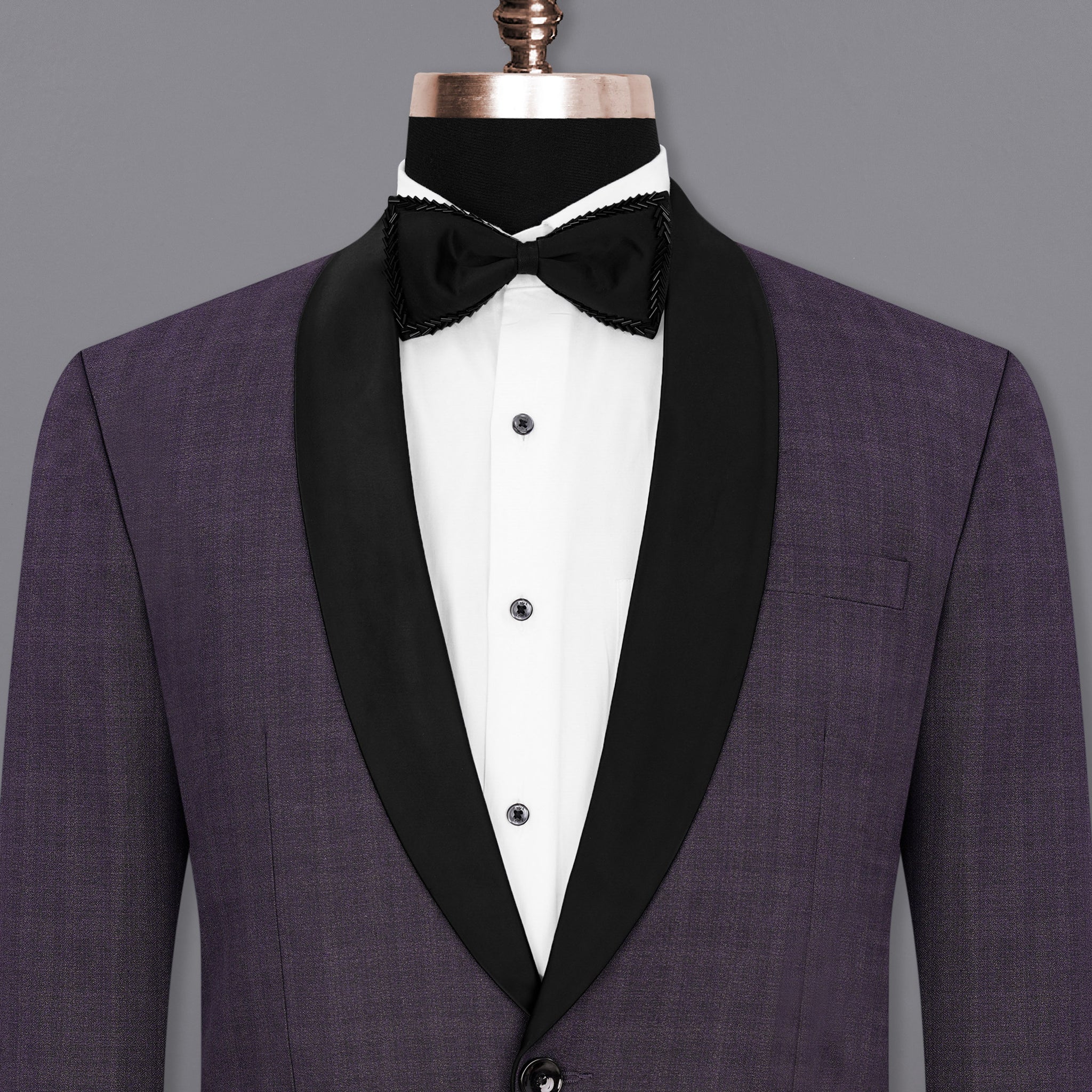 Gunmetal Purple Checks-plaidpremium Terry-rayon Tuxedo Blazers For Men.