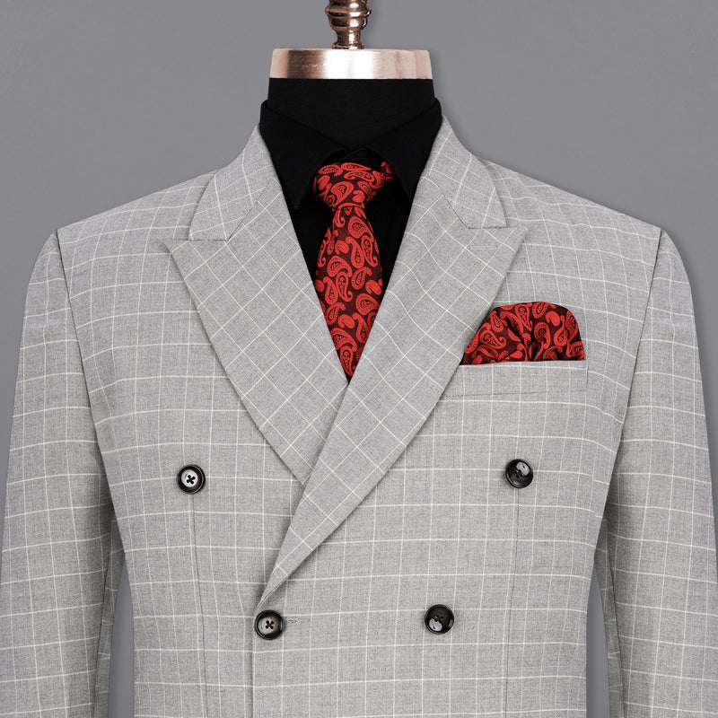 Hurricane Gray Windowpane Double Breasted Blazer BL1924-DB-36,BL1924-DB-38,BL1924-DB-40,BL1924-DB-42,BL1924-DB-44,BL1924-DB-46,BL1924-DB-48,BL1924-DB-50,BL1924-DB-52,BL1924-DB-54,BL1924-DB-56,BL1924-DB-58,BL1924-DB-60